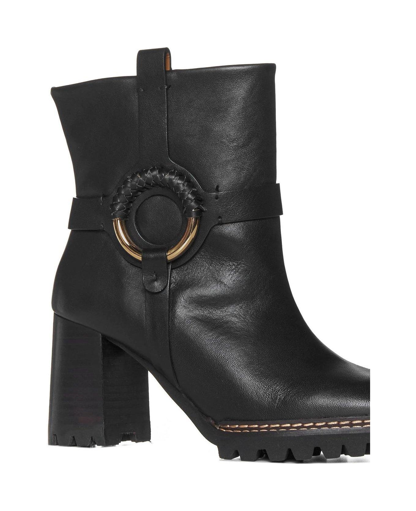 See by Chloé High Block Heel Ankle Boots - Black
