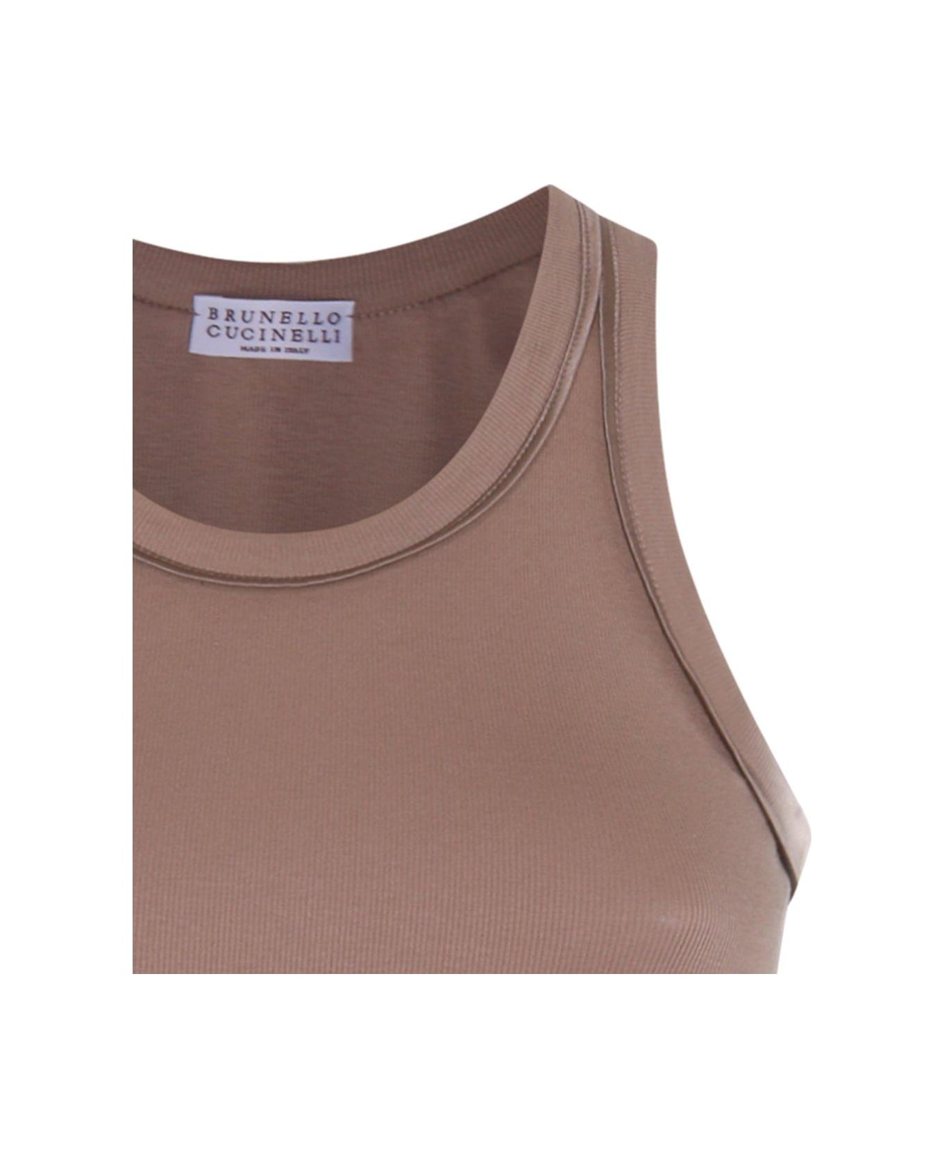 Brunello Cucinelli Stretched Ribbed Jersey Top - Coyote タンクトップ