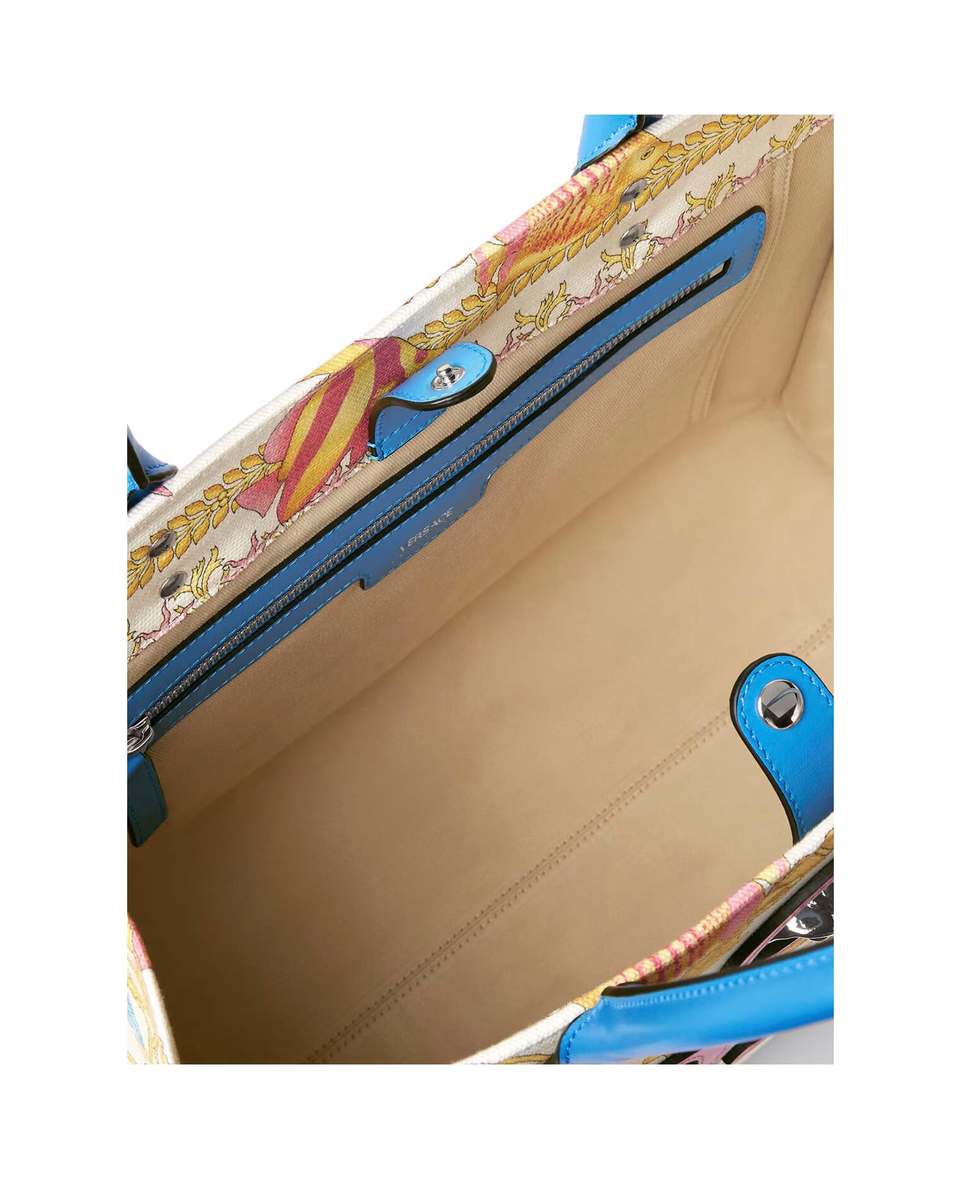 Versace Multicolor Tote Bag With Medusa Detail On The Front And All-over Underwater Barocco Print In Cotton Woman - Multicolor