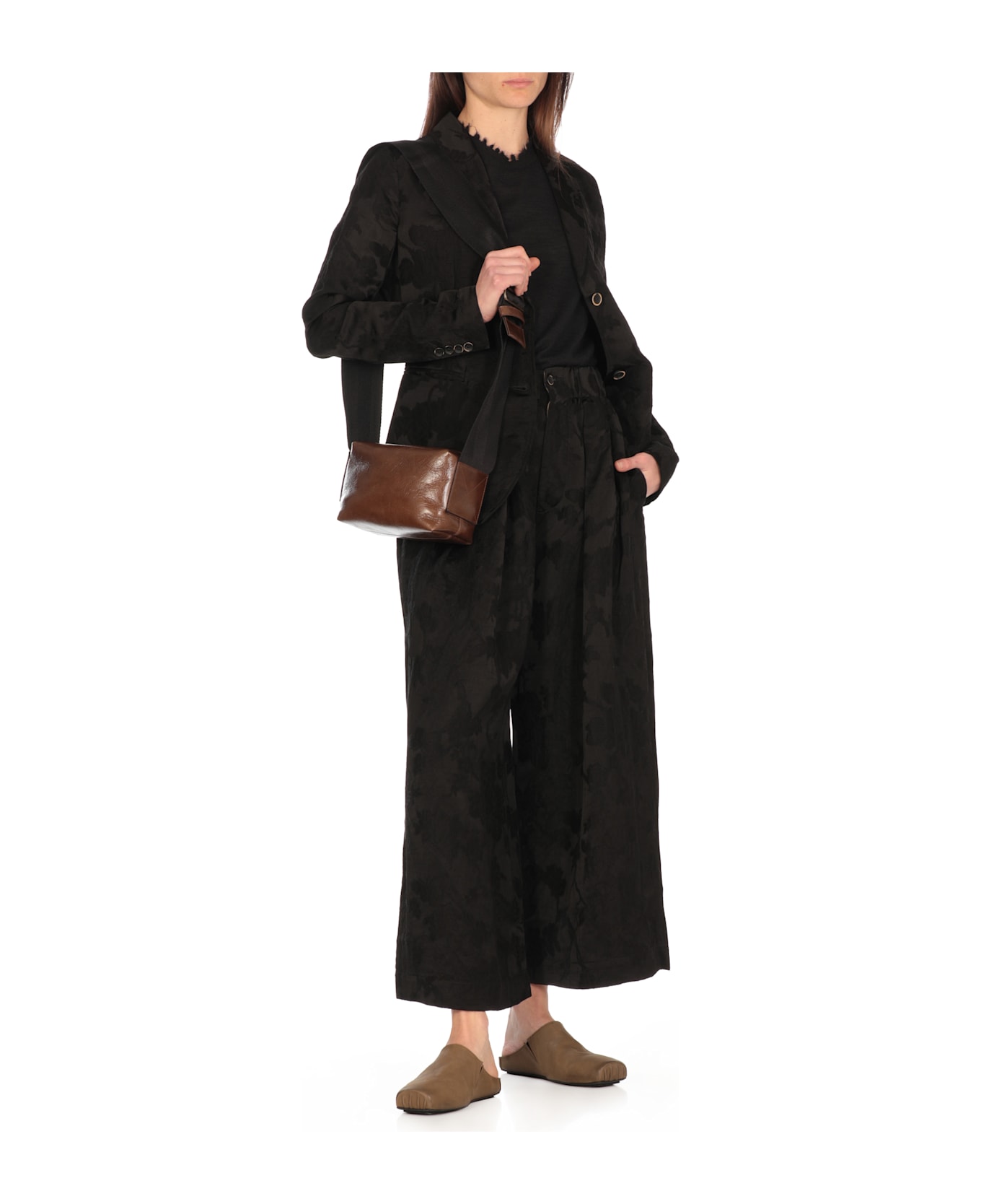 Uma Wang Square Shoulder Bag In Leather - BROWN