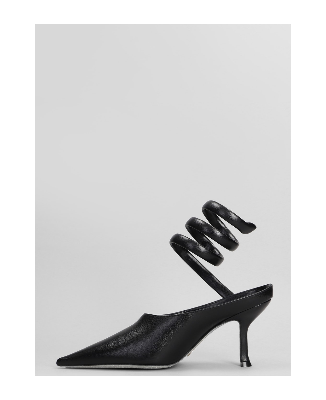 René Caovilla Grace Pupm Pumps In Black Leather - black