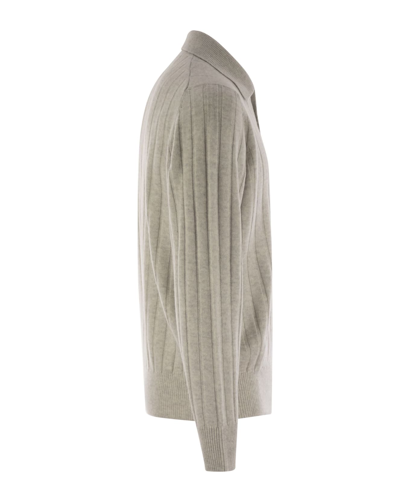 Brunello Cucinelli Cashmere Knit Polo Shirt - Fog