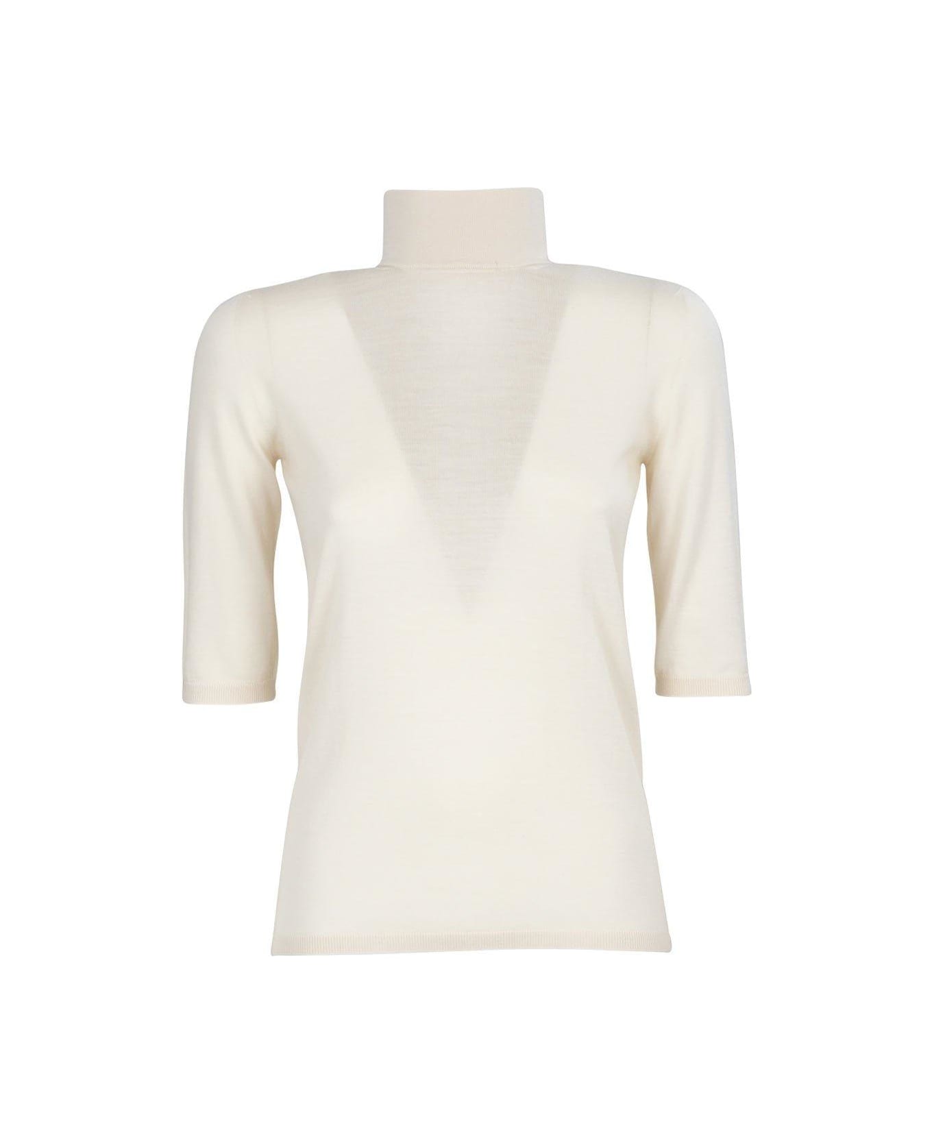 Max Mara High Neck Half-sleeved Top - NEUTRALS
