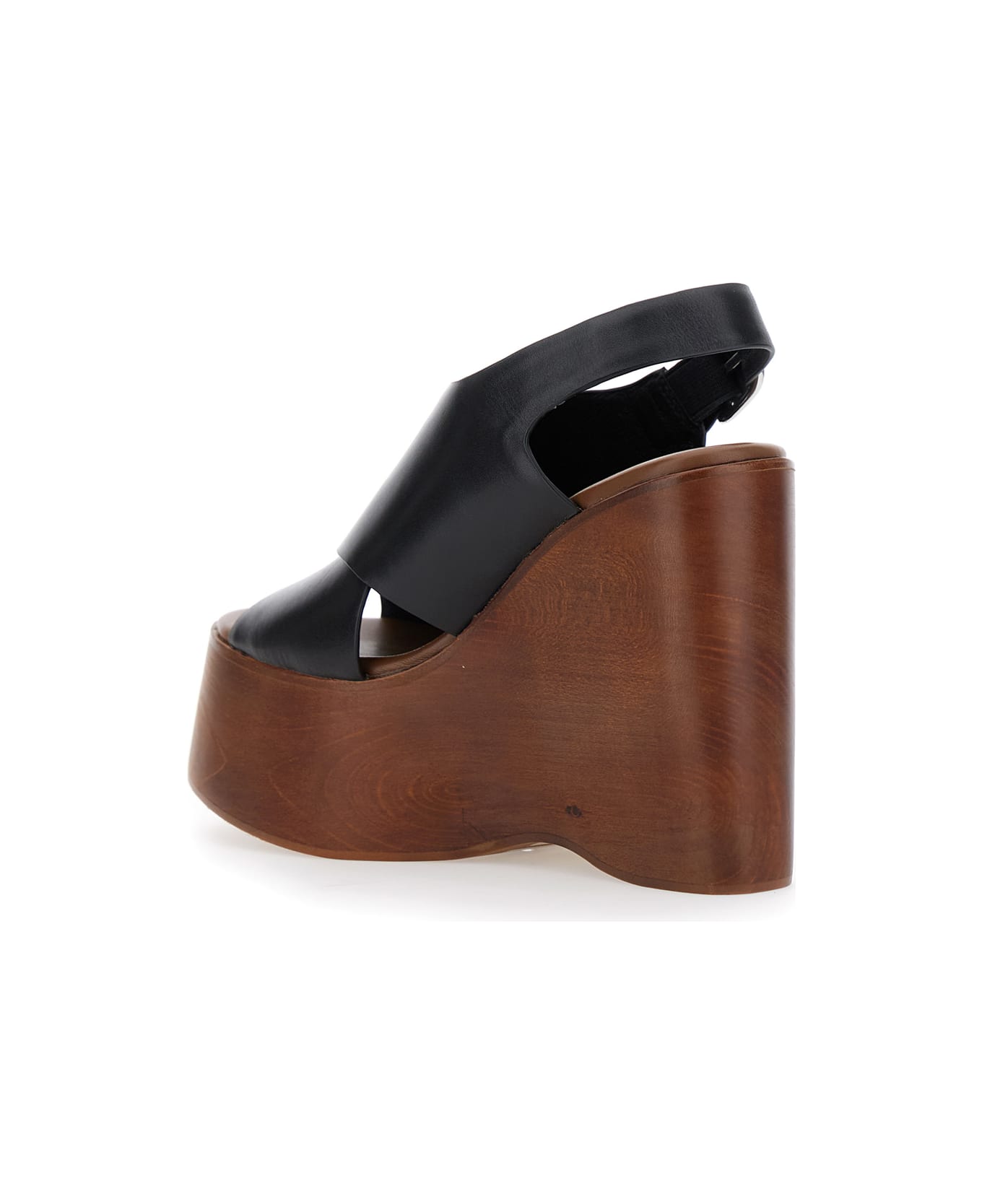 Jeffrey Campbell 
fiddle
 Black Wedges With Criss-crossed Band And Adjustable Buckle Closure In Leather Woman - Black