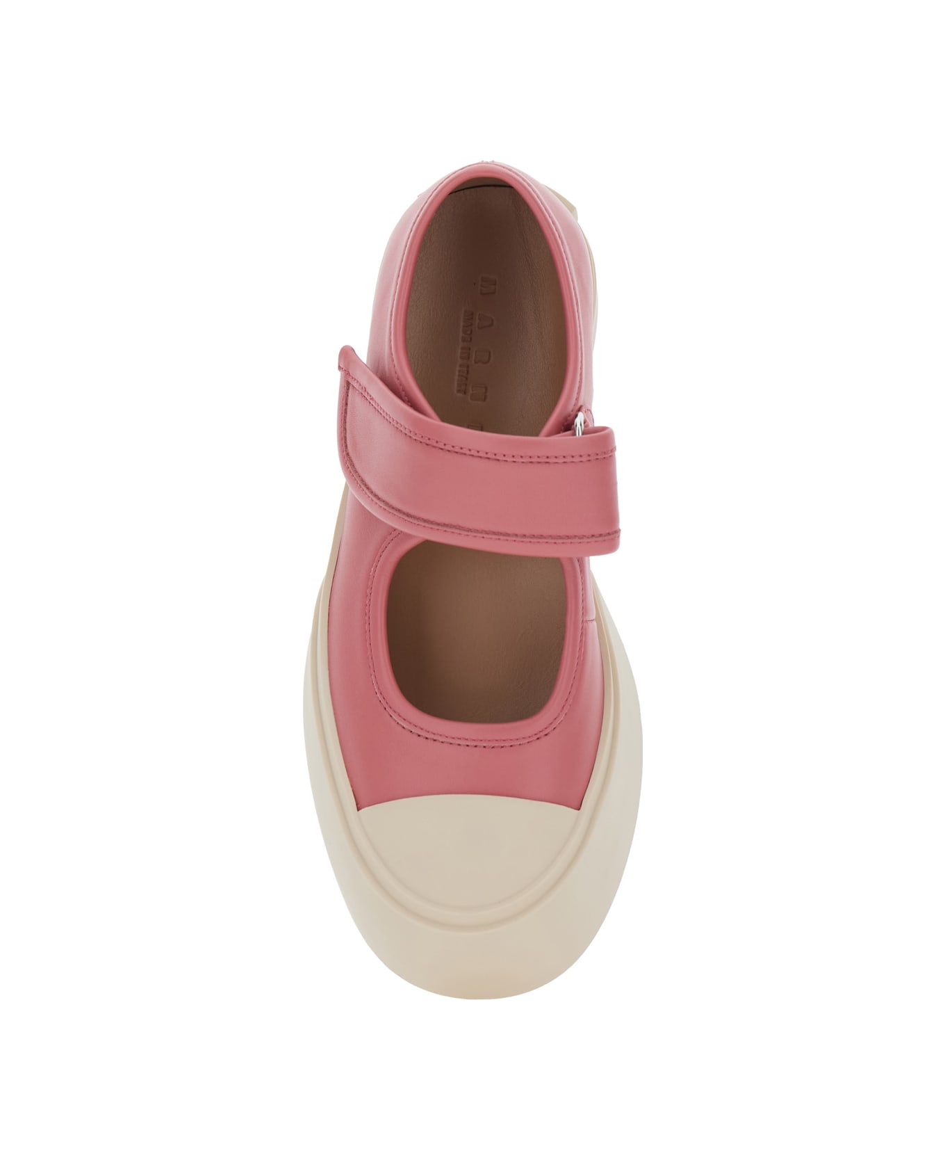 Marni 
mary Jane
 Pink Sandals With Touch-strap Closure And Logo Patch On The Rear In Leather Woman - Pink