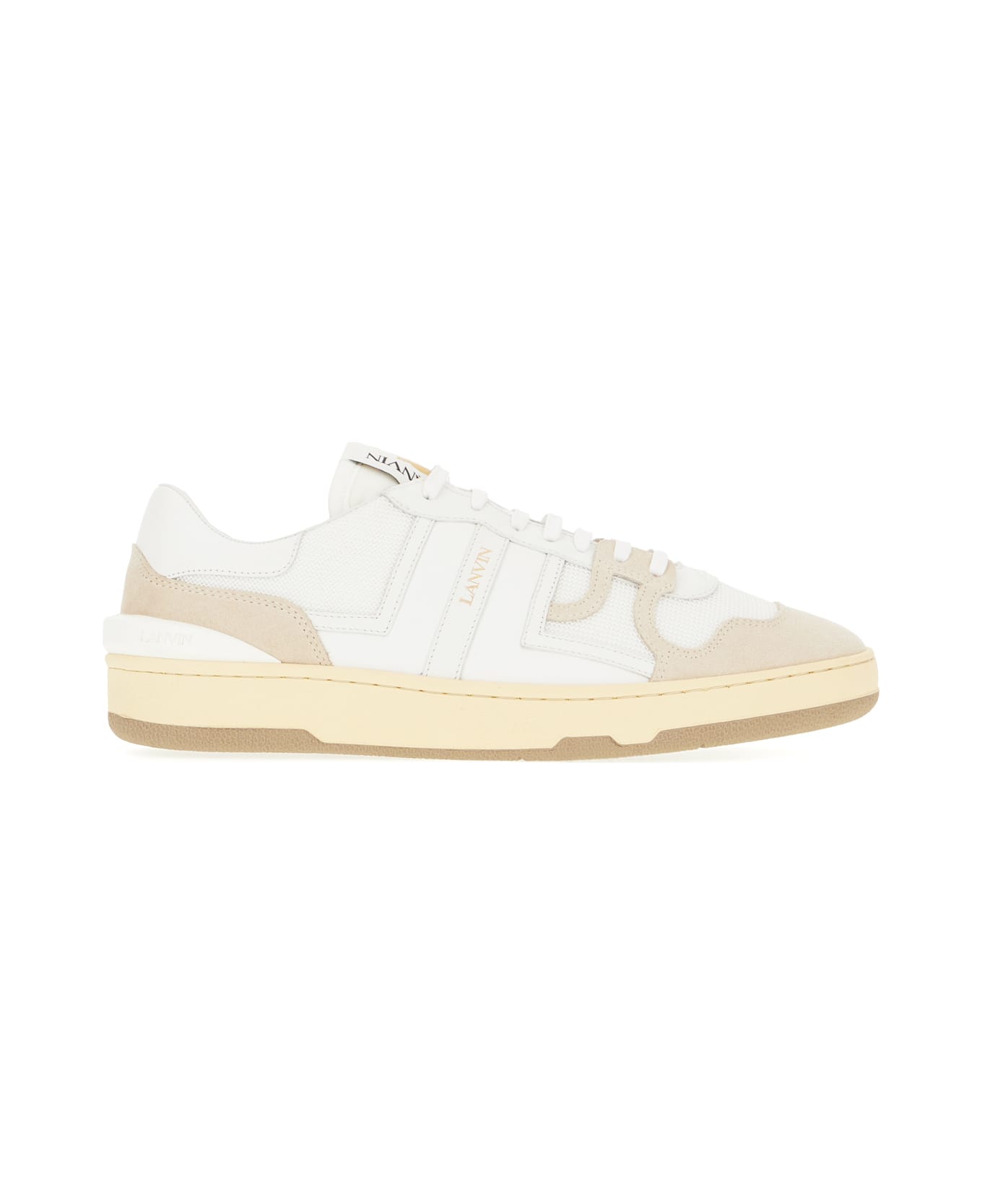 Lanvin Two-tone Leather And Fabric Clay Sneakers - WHITE