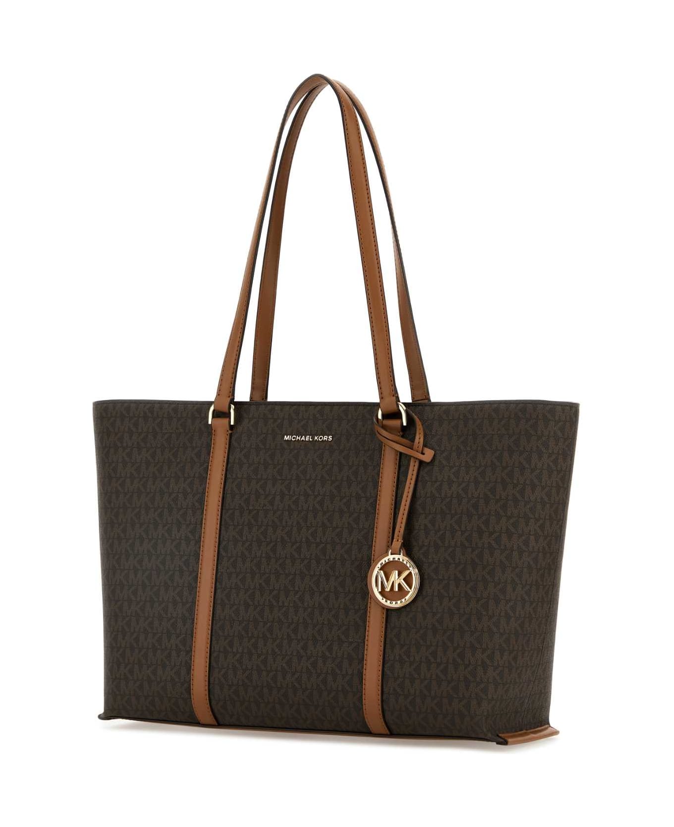 Michael Kors Printed Canvas Temple Shopping Bag - BRNACORN