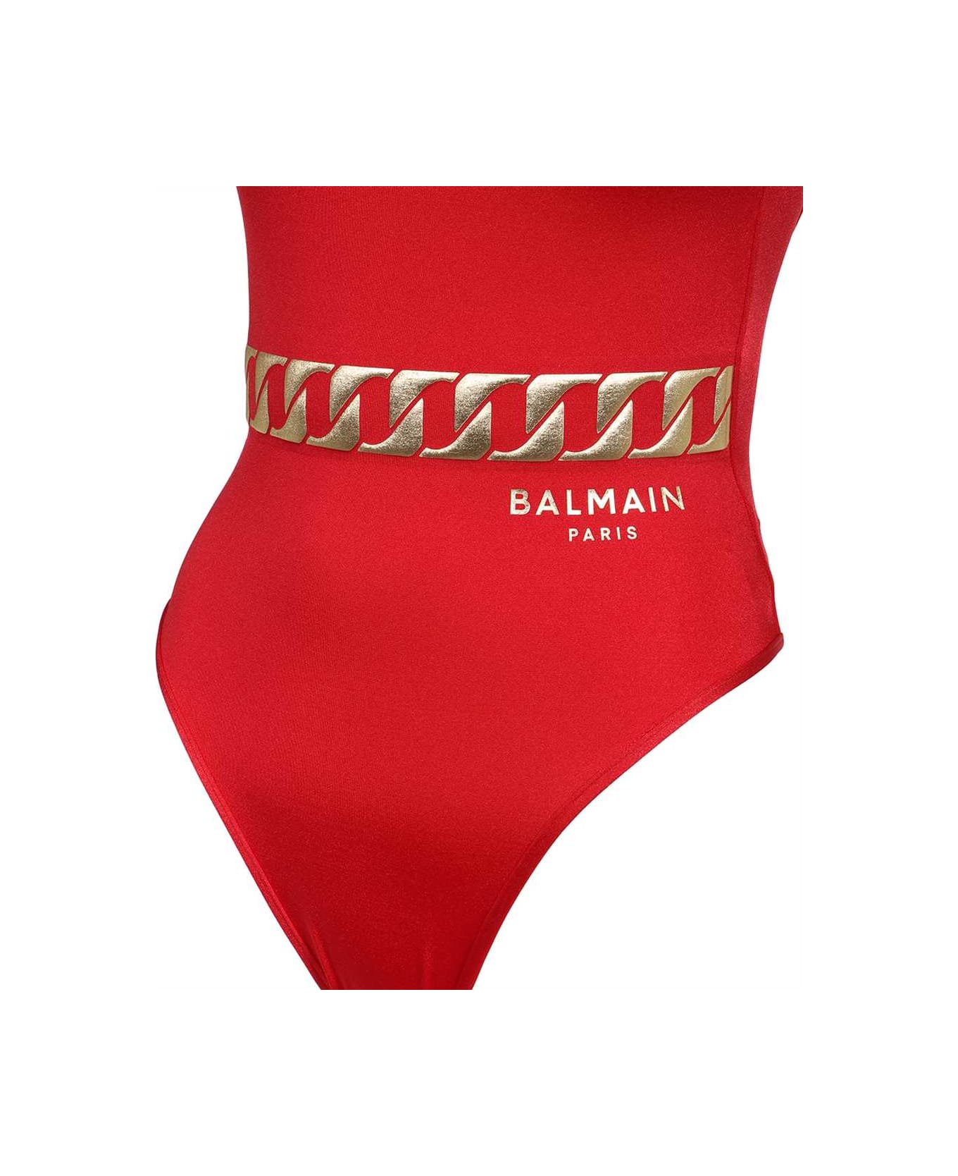 Balmain Printed One-piece Swimsuit - red 水着