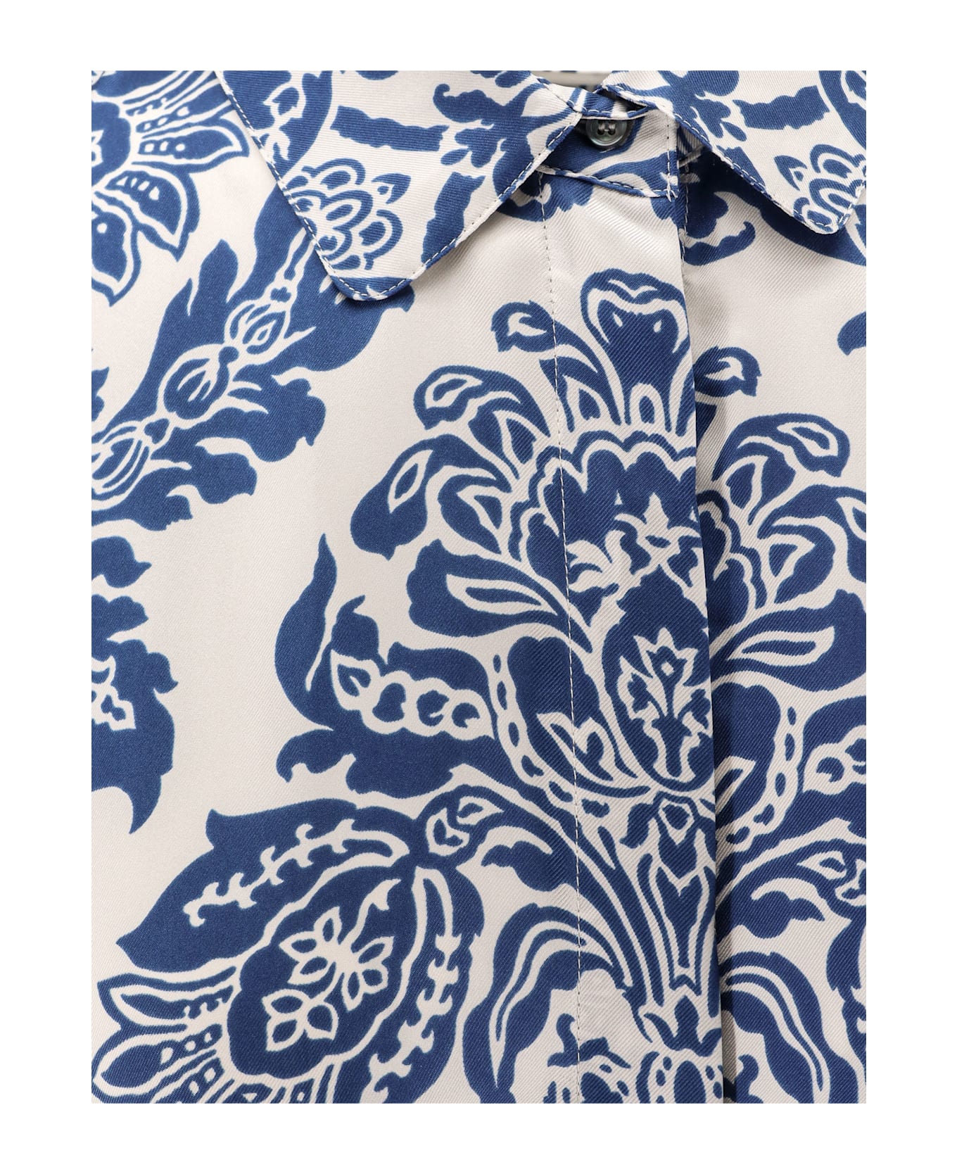 
S Max Mara Camelia Printed Silk Long Chemisier Dress - Blue