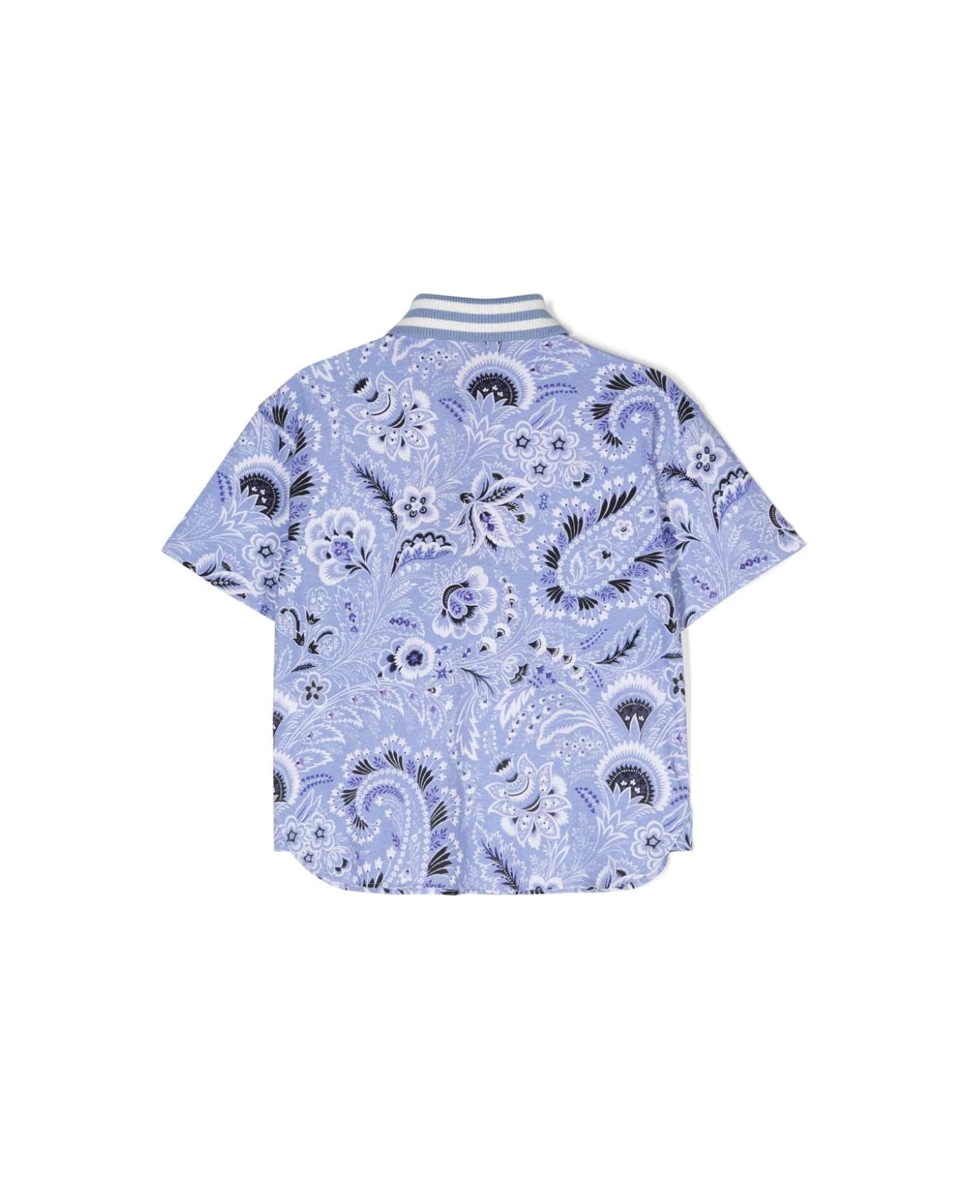 Etro Light Blue Polo Shirt With Paisley Print - Blue Tシャツ＆ポロシャツ