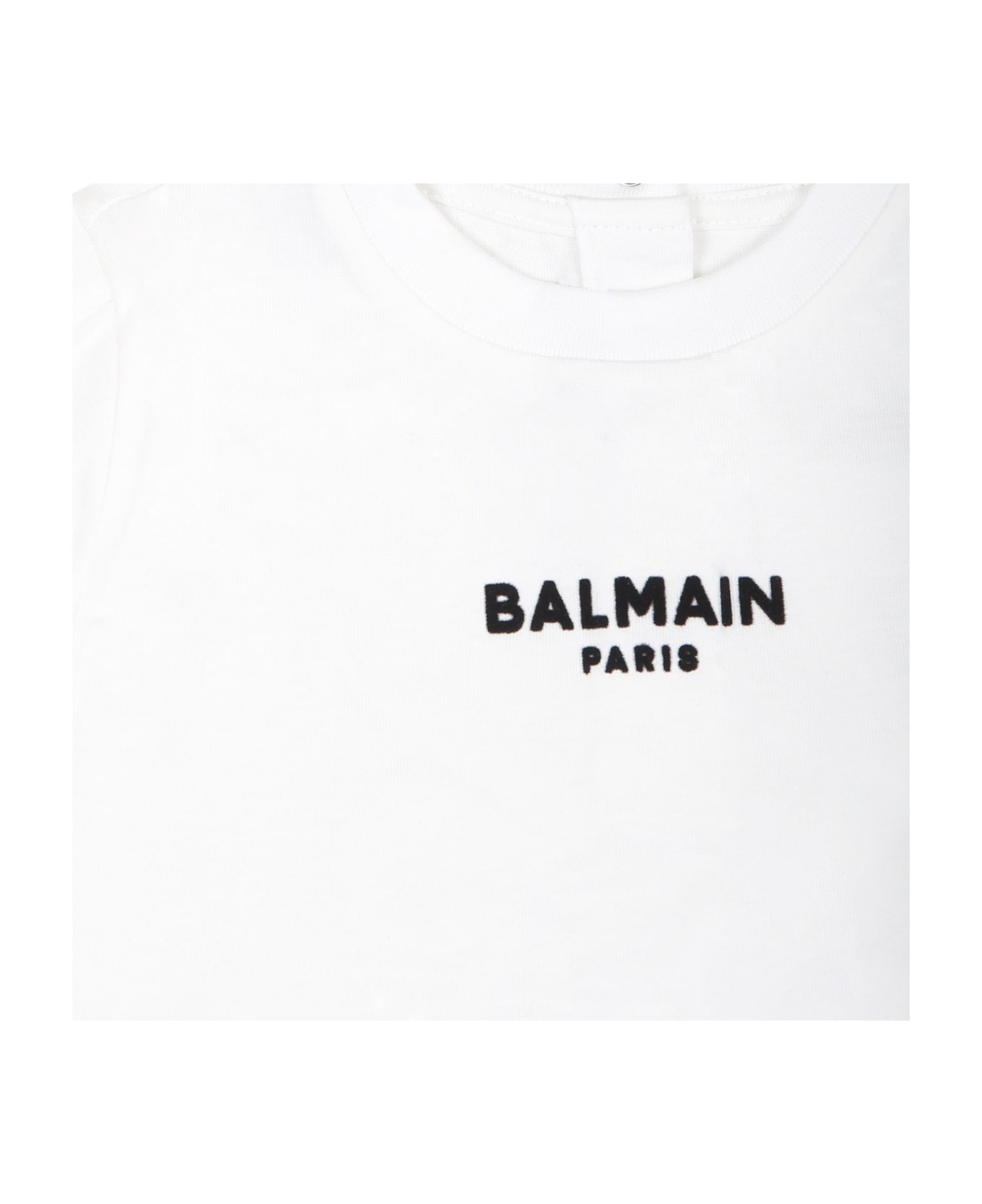 Balmain White T-shirt For Baby Boy With Logo - White