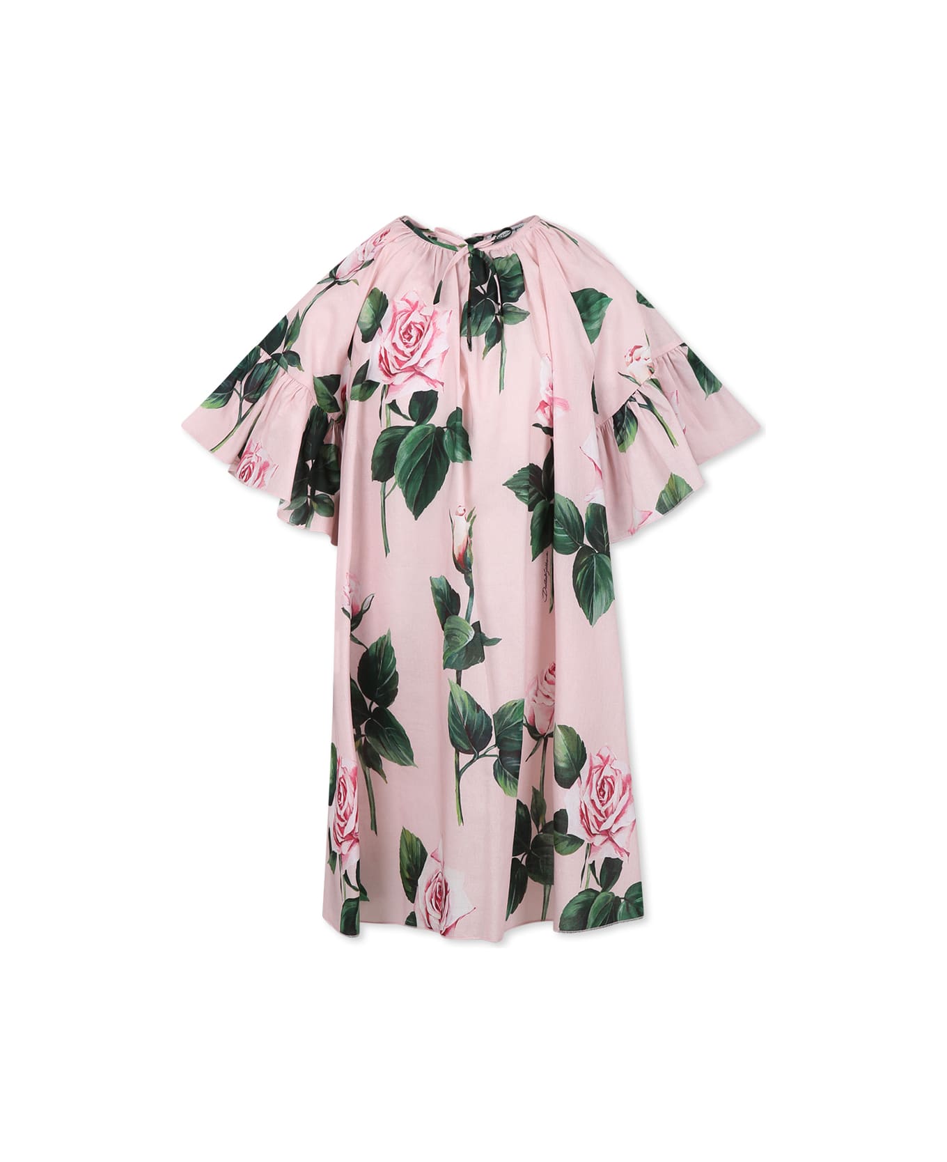 Dolce & Gabbana Pink Dress For Girl With Logo - Pink