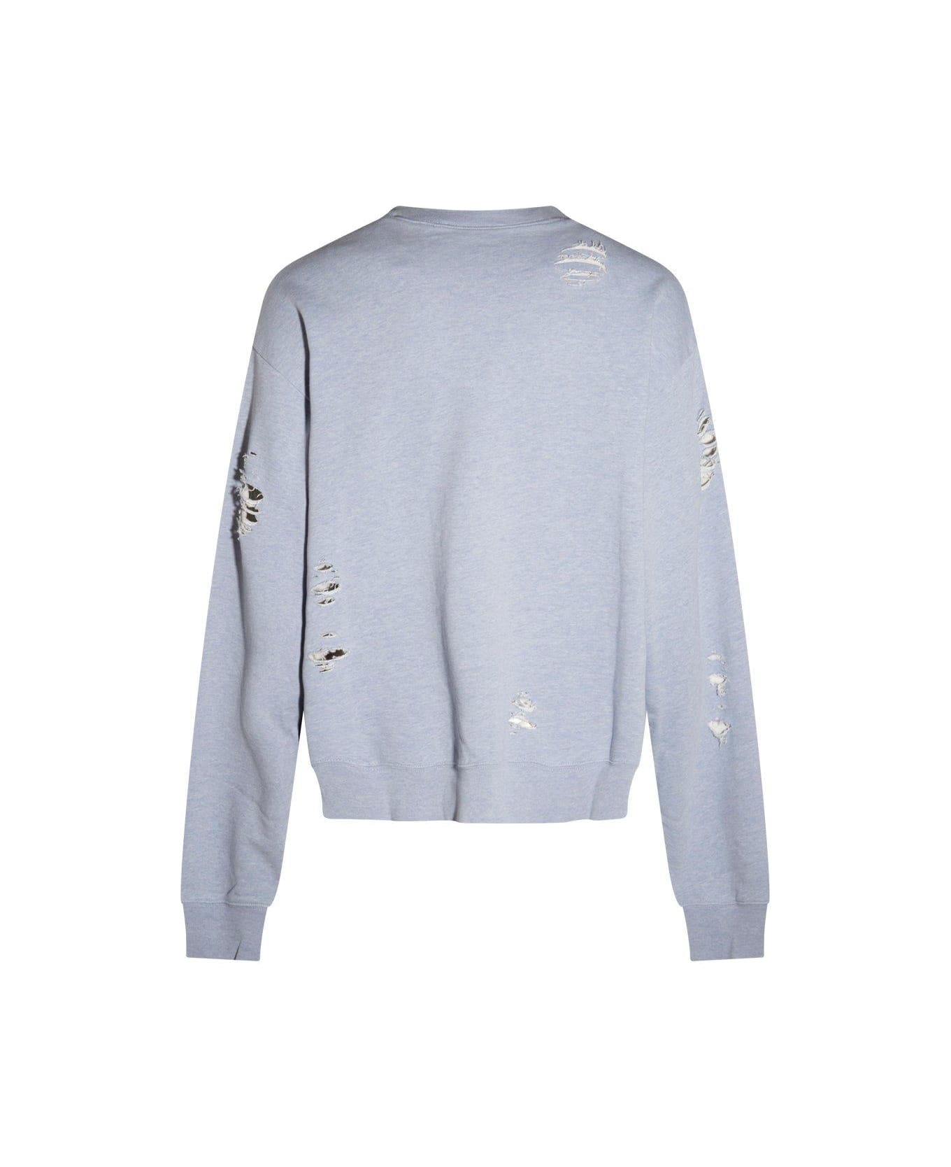 Acne Studios Distressed Logo Printed Sweatshirt - Clear Blue