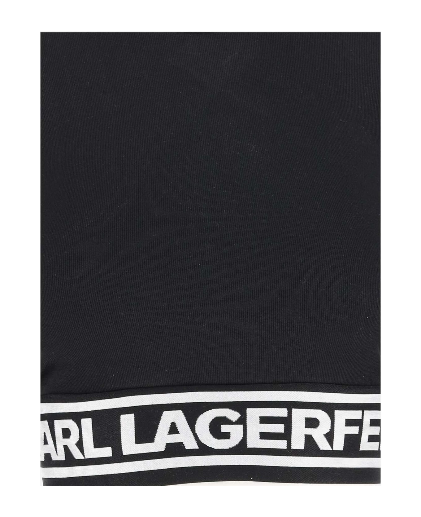 Karl Lagerfeld Stretch Acrylic Crop Top - Black タンクトップ