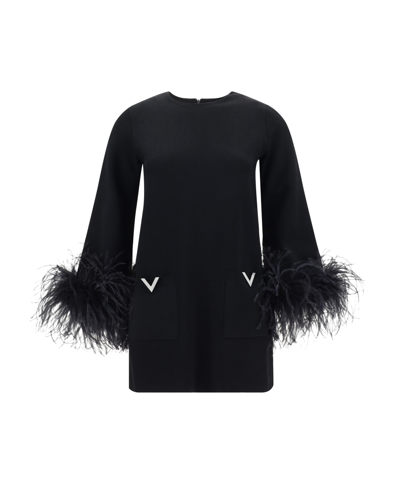 Valentino Black Viscose Feather Sweater - Nero