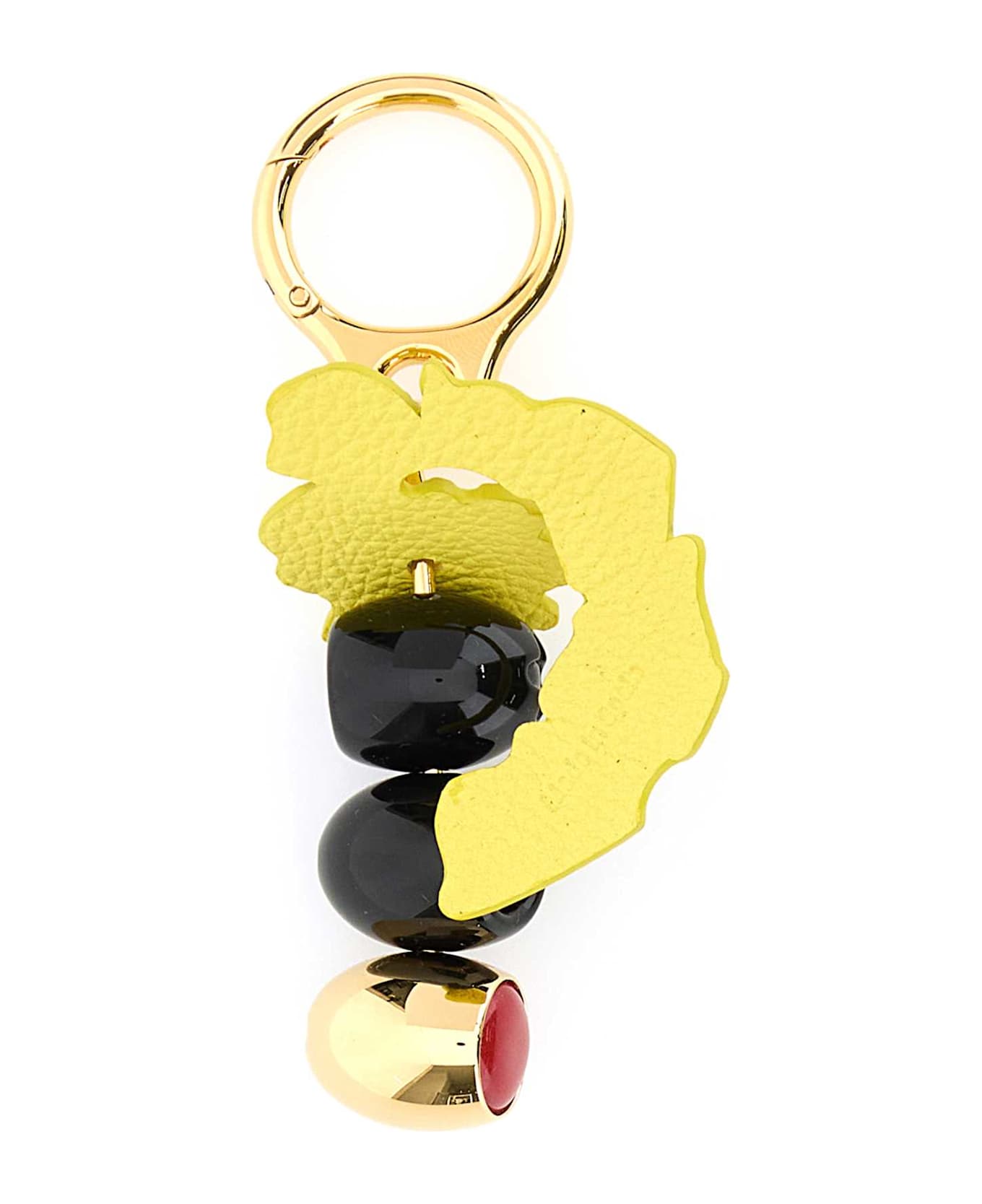 Loewe Multicolor Metal And Leather Key Ring - BLACKGOLD
