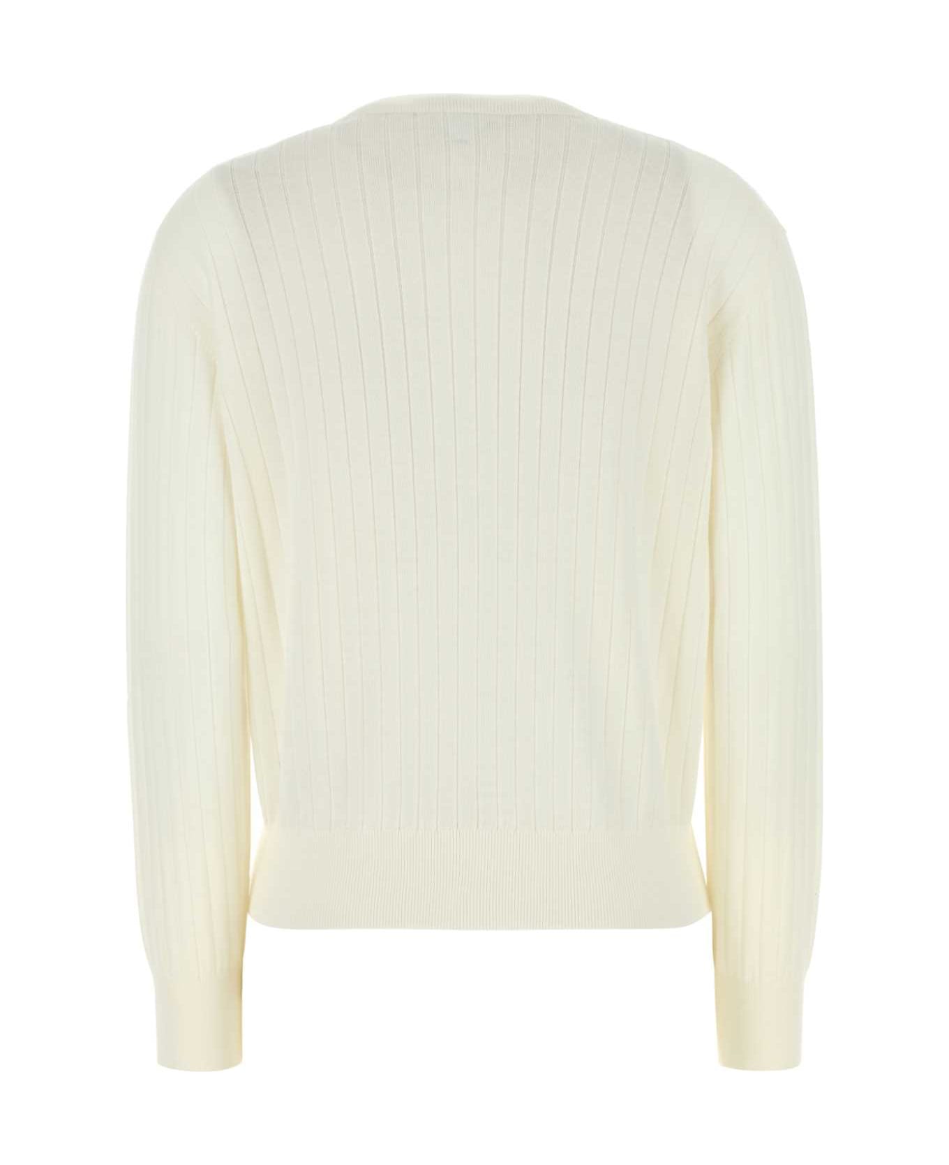 Bottega Veneta White Wool Cardigan - CHALK