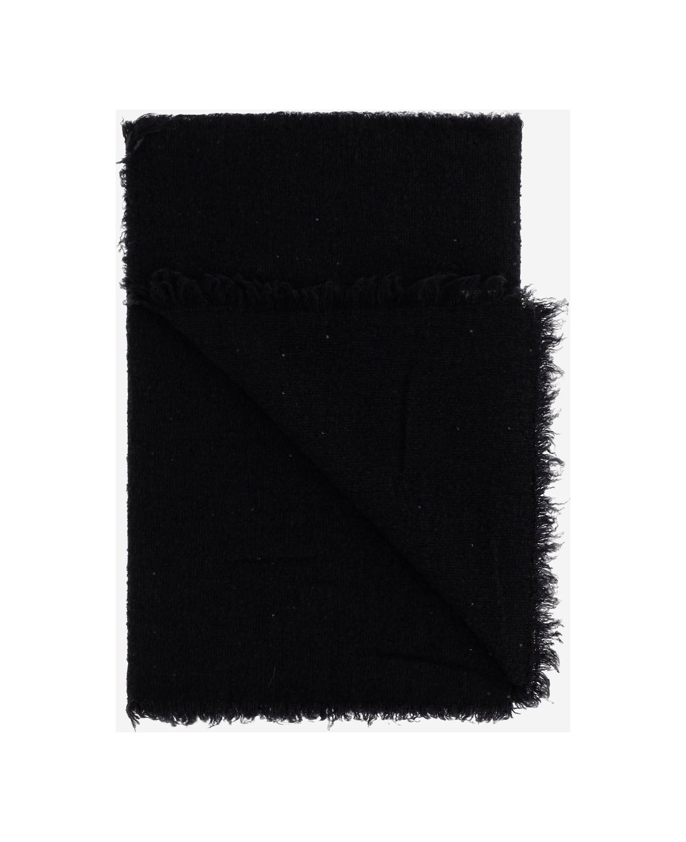 Faliero Sarti Altea Wool Blend Scarf With Sequins - Black