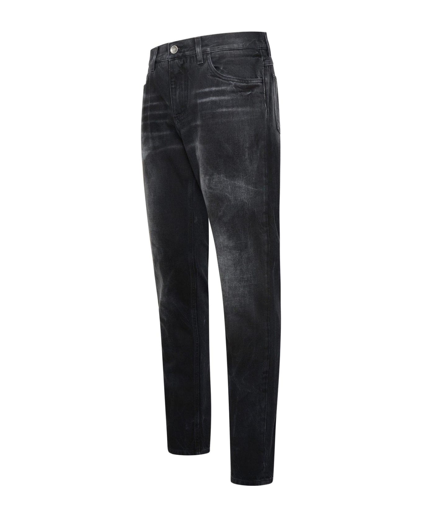 Dolce & Gabbana Logo Plaque Straight-leg Jeans - BLACK デニム