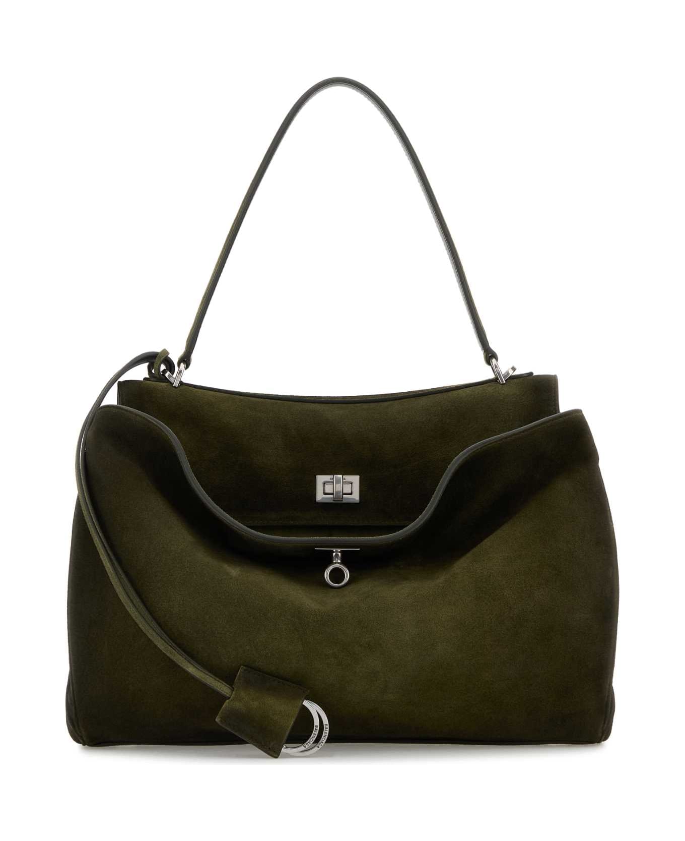 Balenciaga Olive Green Suede Medium Rodeo Handbag - KHAKI