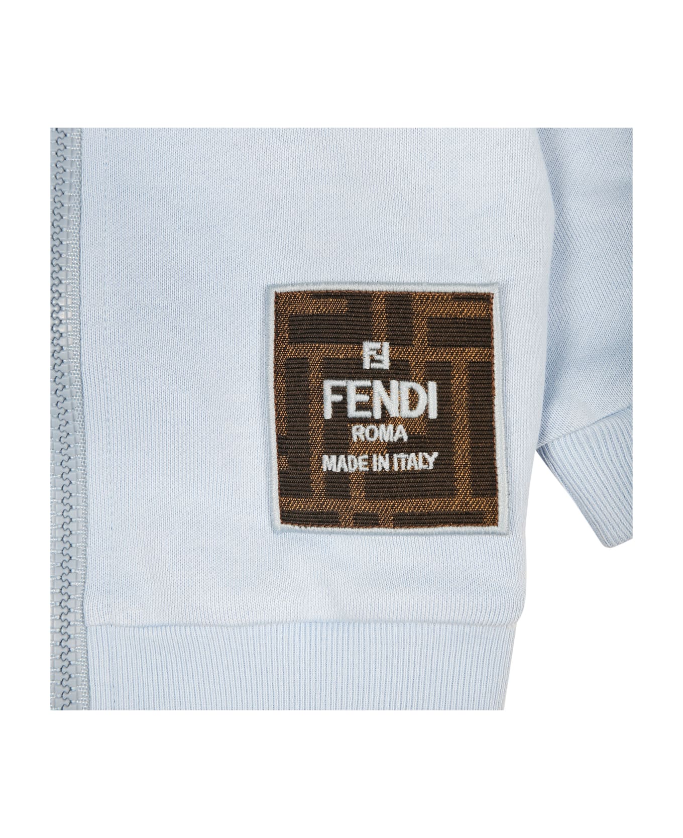 Fendi Light Blue Sweatshirt For Baby Boy With Logo - Light Blue ニットウェア＆スウェットシャツ
