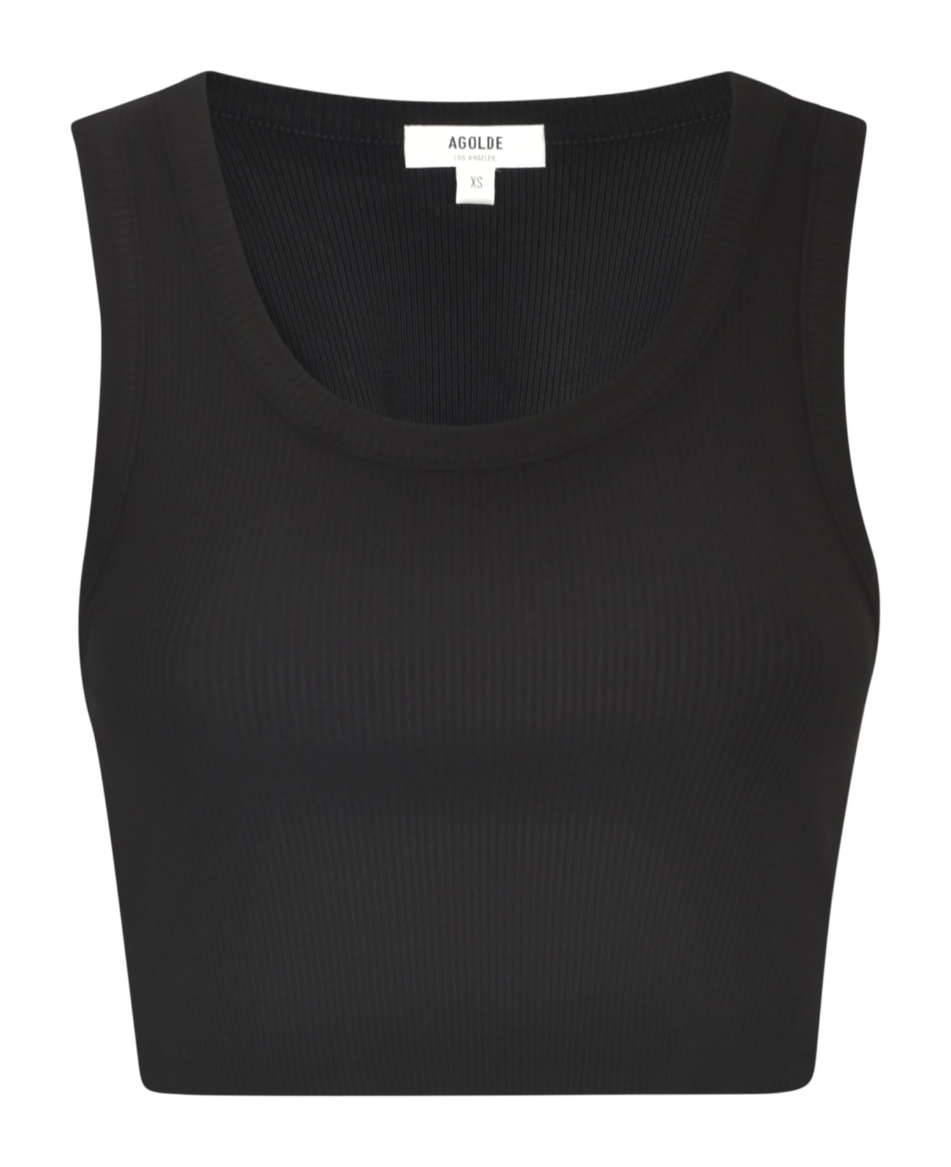 AGOLDE Fitted Ribbed Tank Top - Black タンクトップ