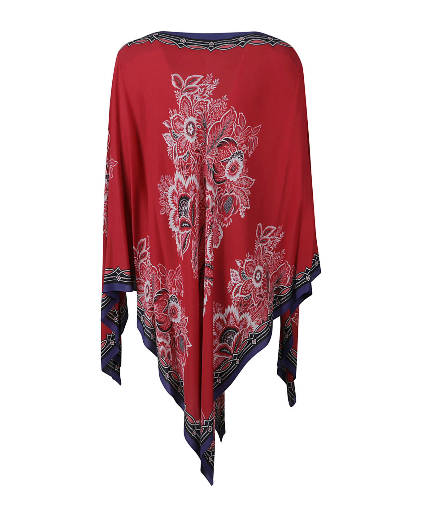 Etro Floral Printed Asymmetric Dress - Red/Multicolor