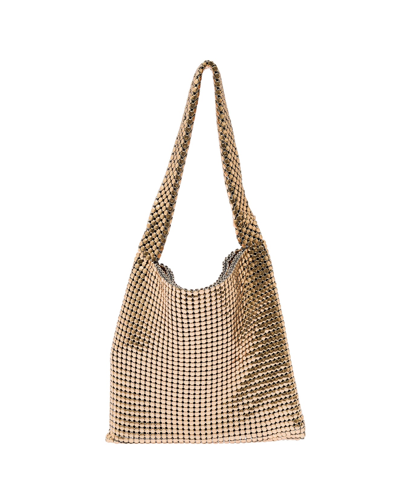 Paco Rabanne 'pixel' Gold-tone Tote Bag In Metallic Mesh Woman