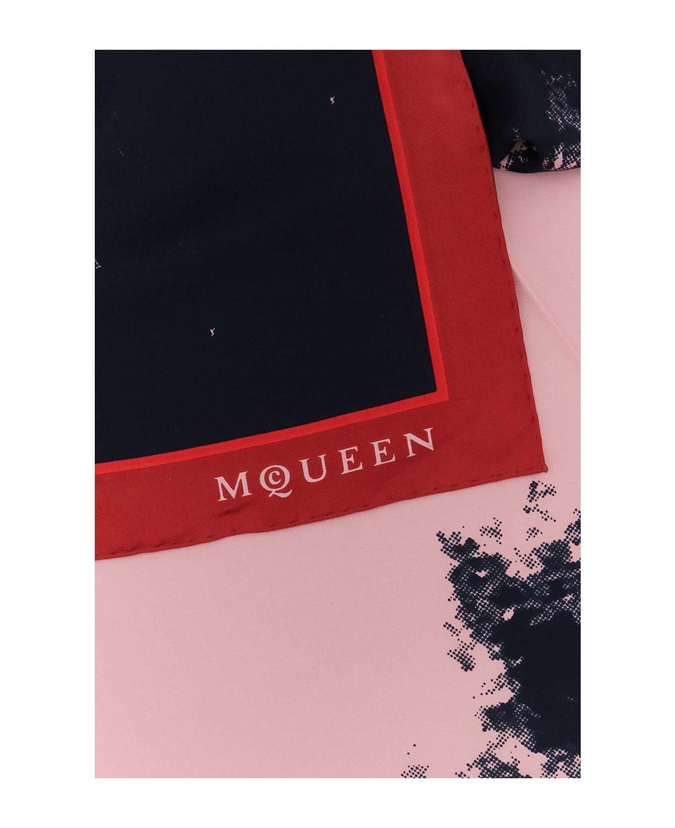 Alexander McQueen Printed Twill Foulard - PAINTERSPINKNAVY