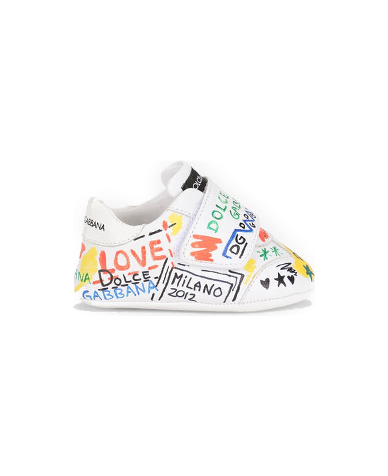 Dolce & Gabbana Strap Sneakers With Written Print - Multicolor