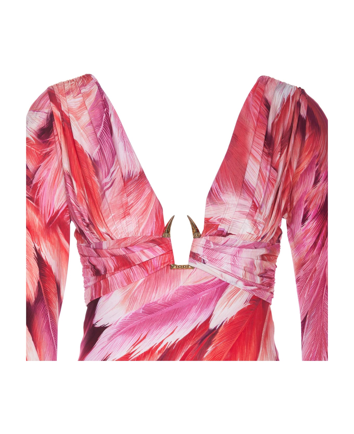 Roberto Cavalli Plumage Print Dress - Fuchsia