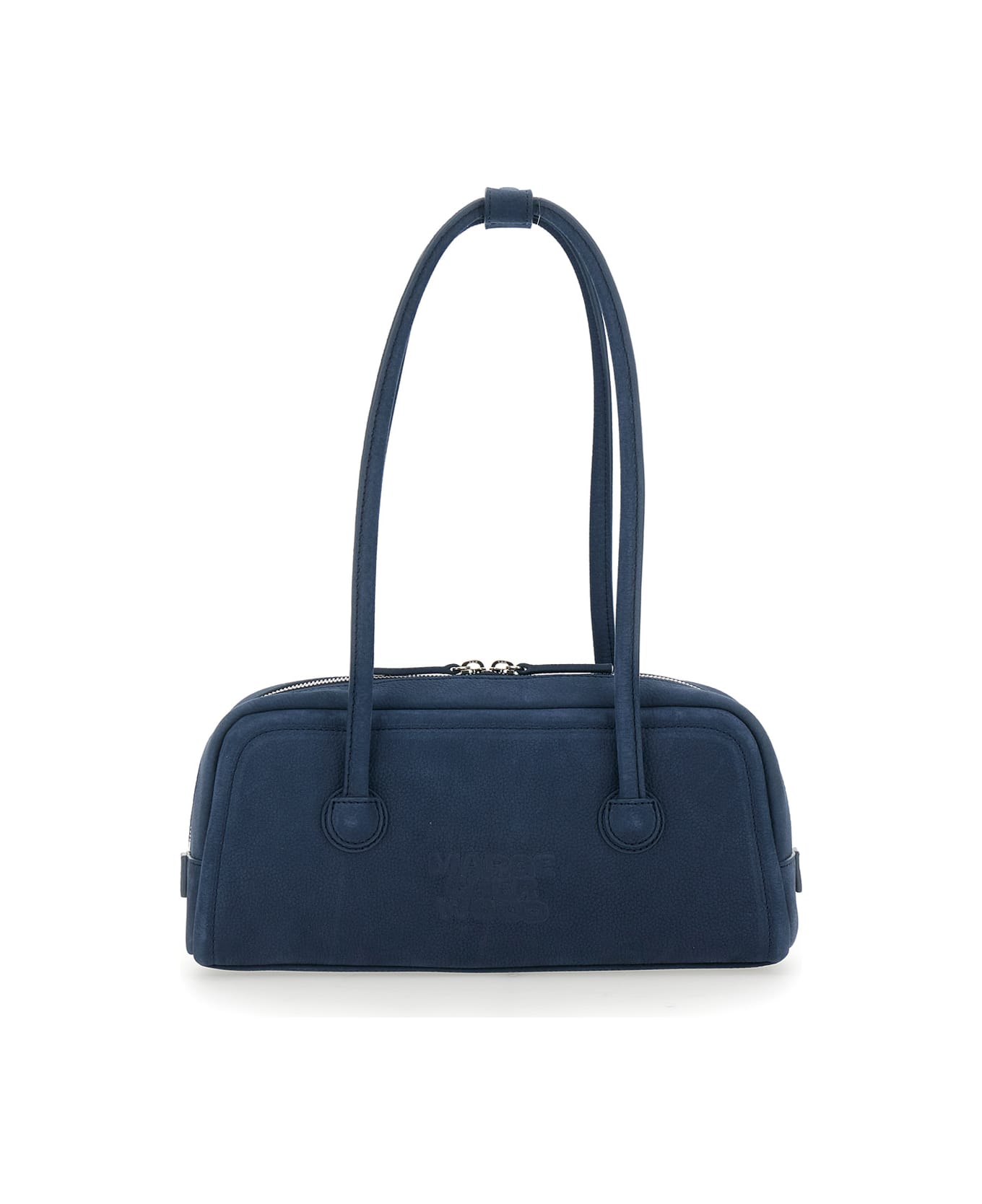 Marge Sherwood 
boston
 Blue Shoulder Bag With Embossed Logo Lettering On The Front In Leather Woman - Blu