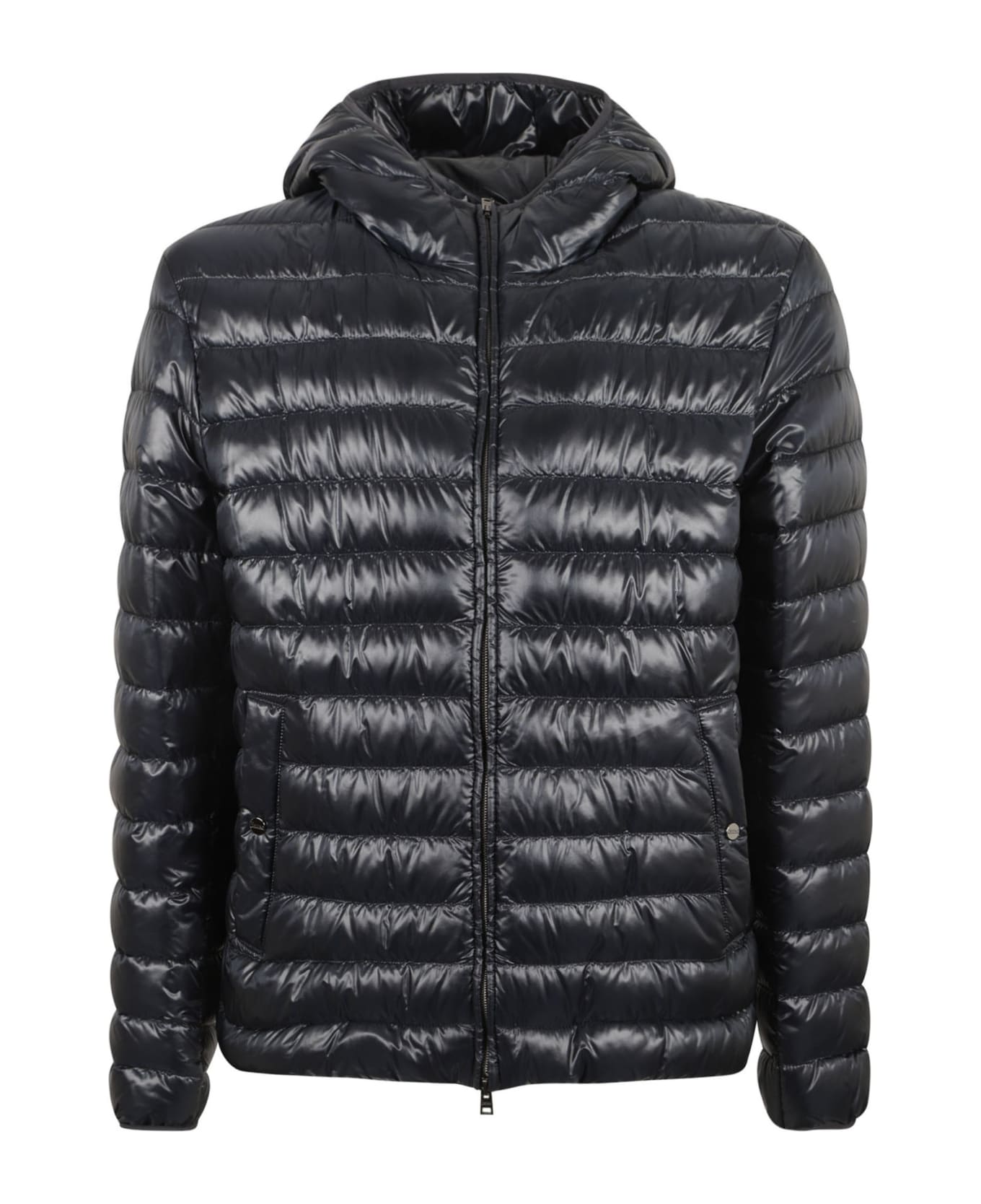 Herno Hooded Quilted Puffer Jacket - Blue Navy ダウンジャケット