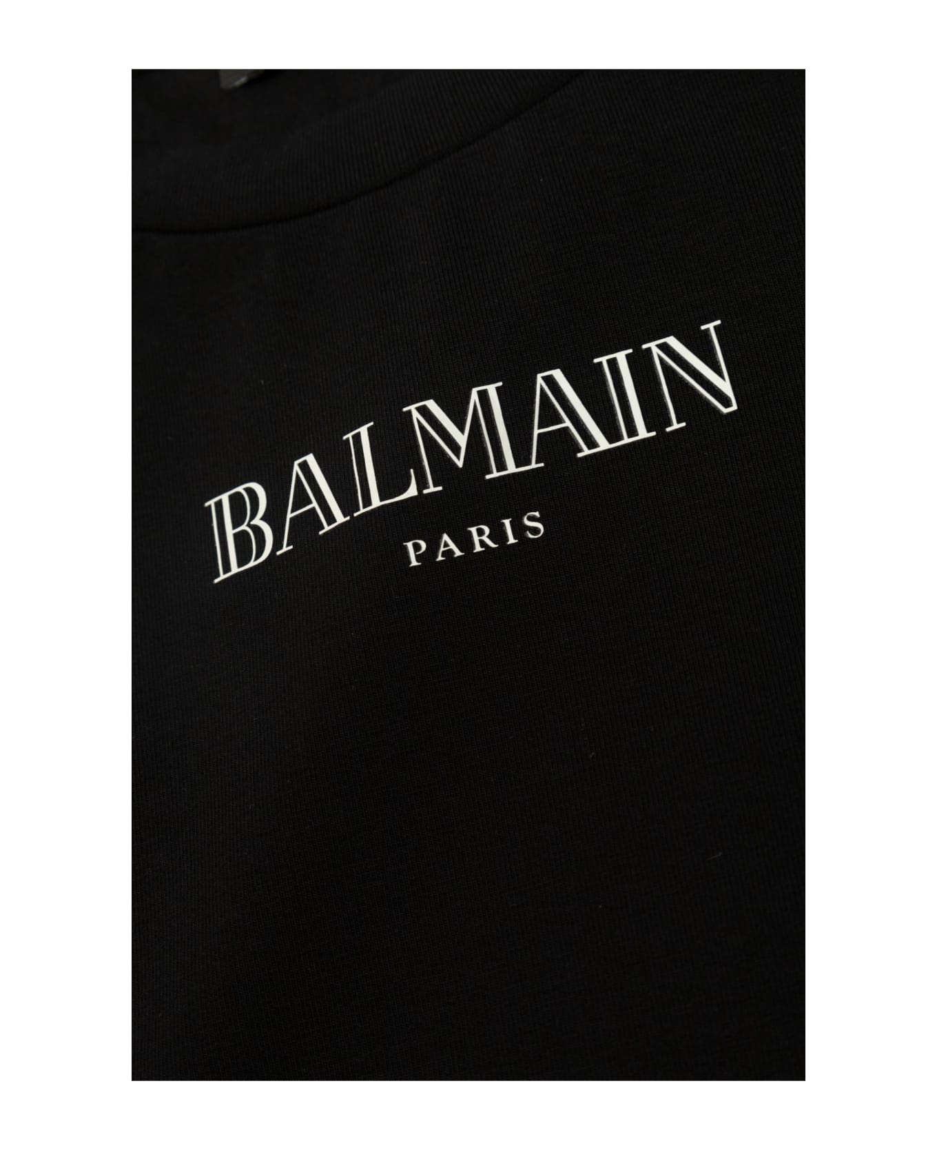 Balmain Logo Printed Ribbed Body - Black