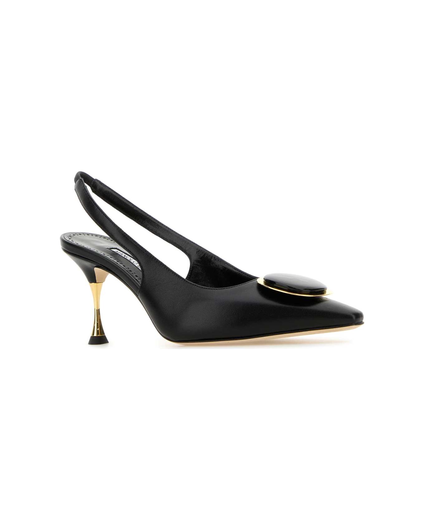 Manolo Blahnik Black Nappa Leather Chiaran Pumps - BLCK