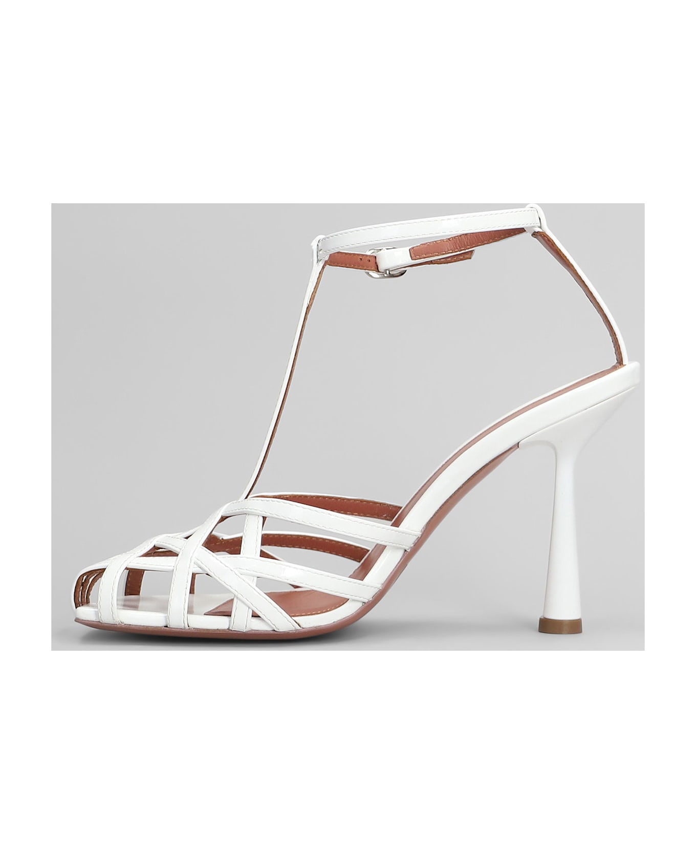 Aldo Castagna Lidia Sandals In White Patent Leather - white