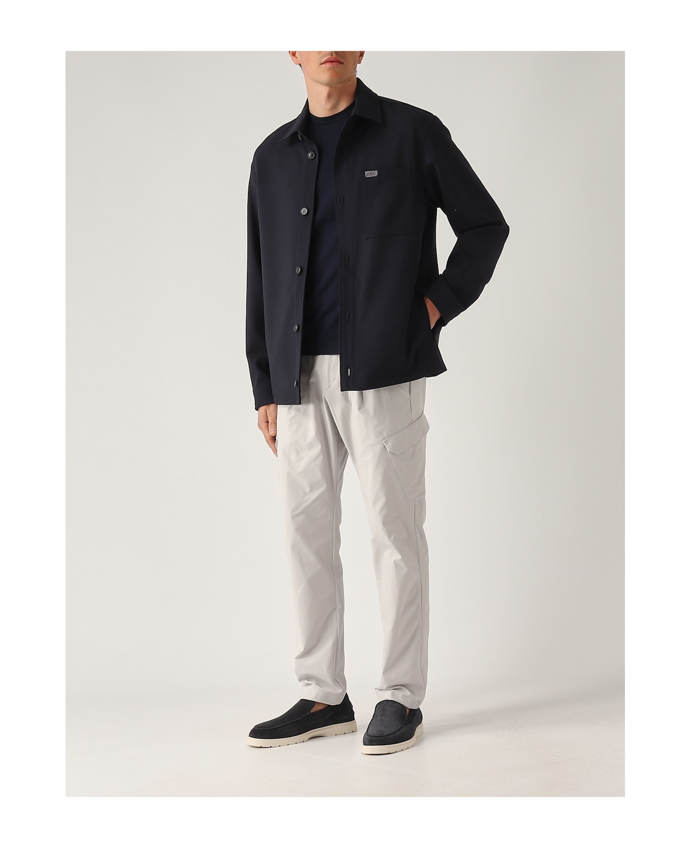 Fay Overshirt In Tela Di Lana Jacket - NAVY