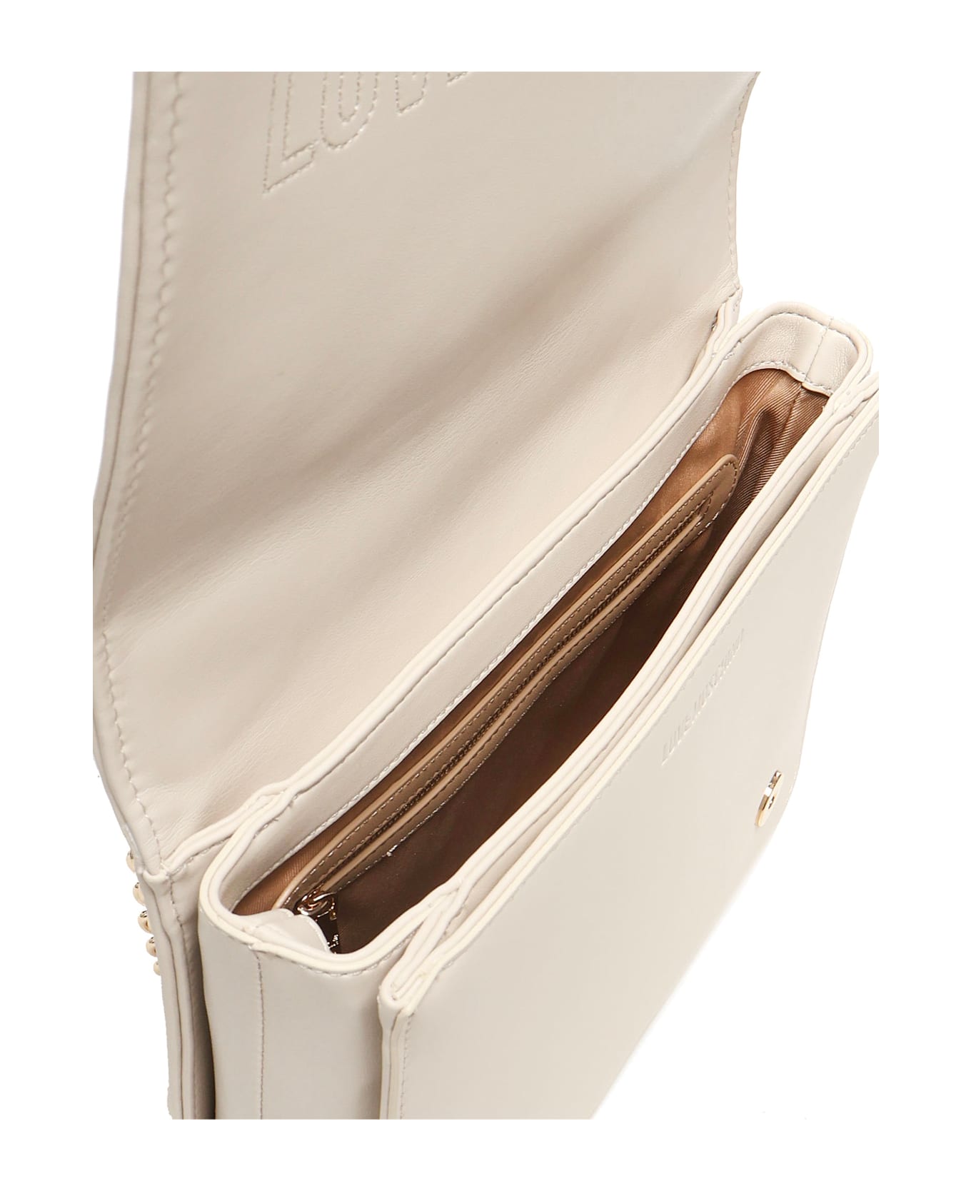 Love Moschino Quilted Shoulder Bag With Logo - White