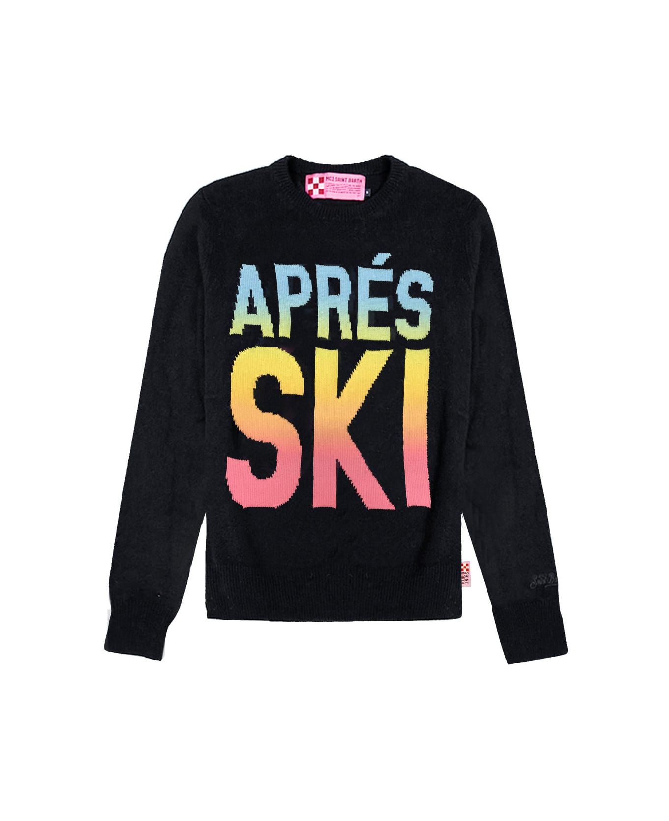 MC2 Saint Barth Woman Black Sweater Aprés Ski Degrade Writing - BLACK