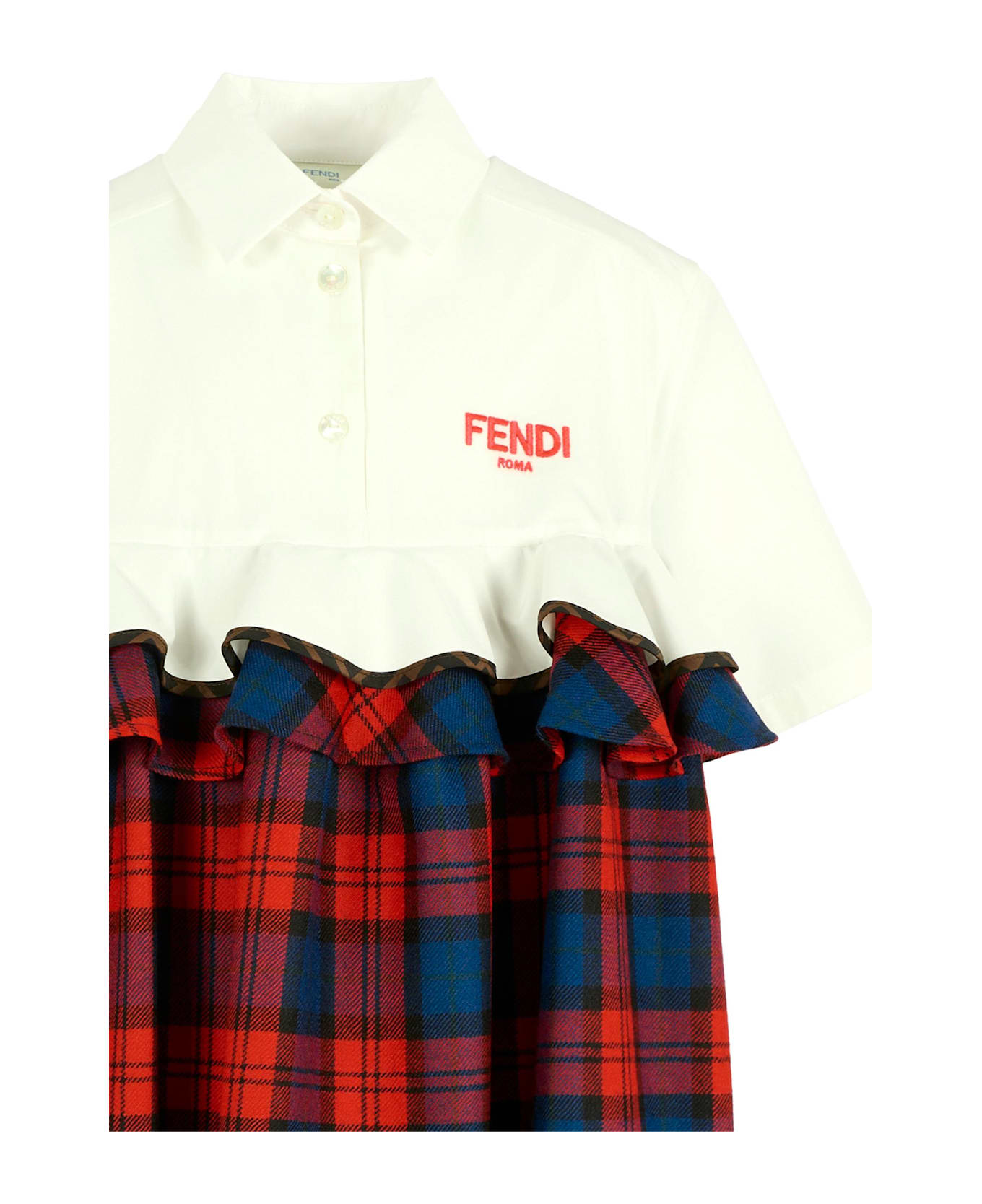 Fendi Red Dress For Girl With Logo - Red