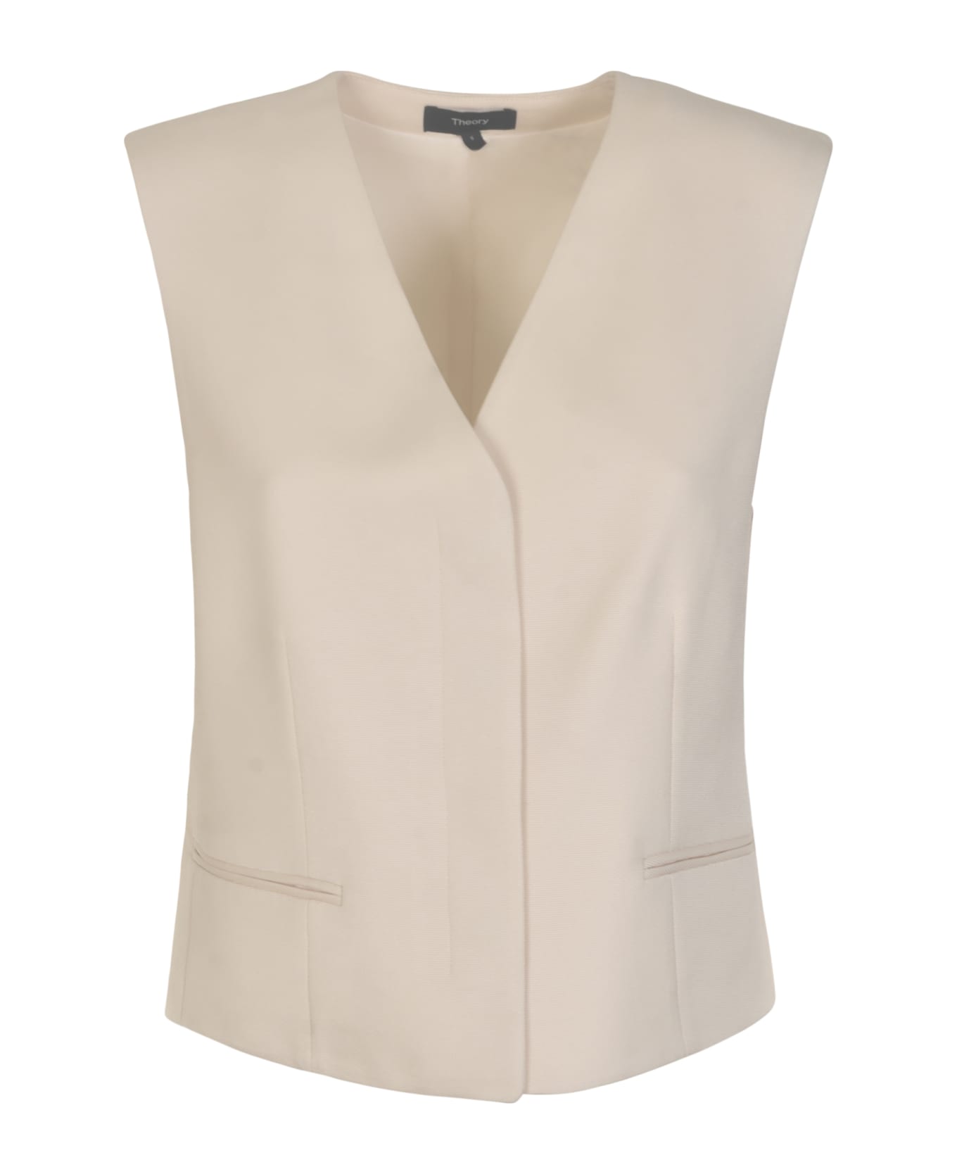 Theory Oxford Crepe Gilet - Rice