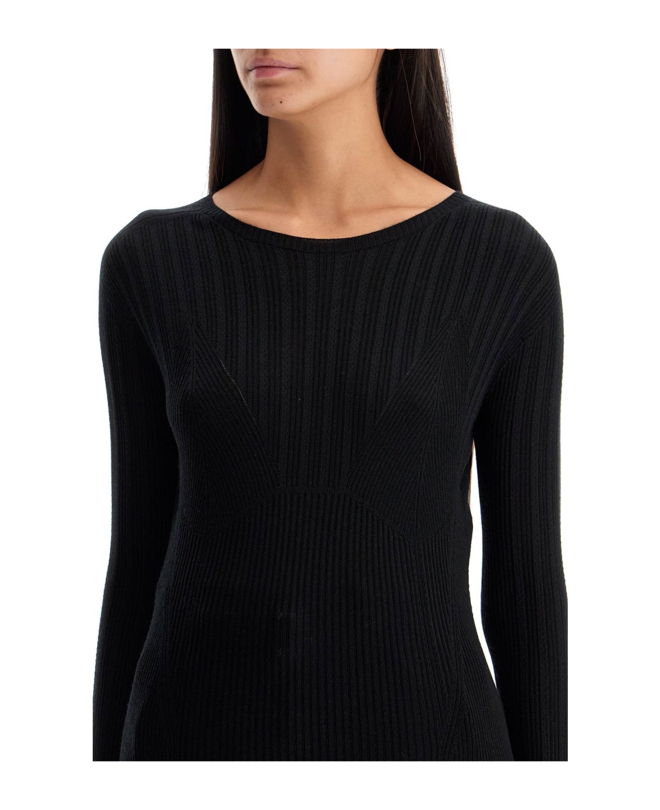 Lanvin Ribbed Crewneck Sweater - Black ニットウェア