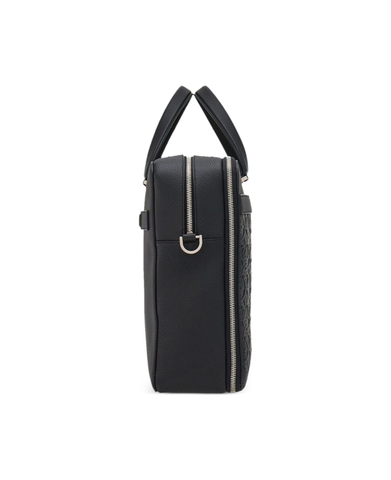 Ferragamo Gancini Leather Handbag - Black