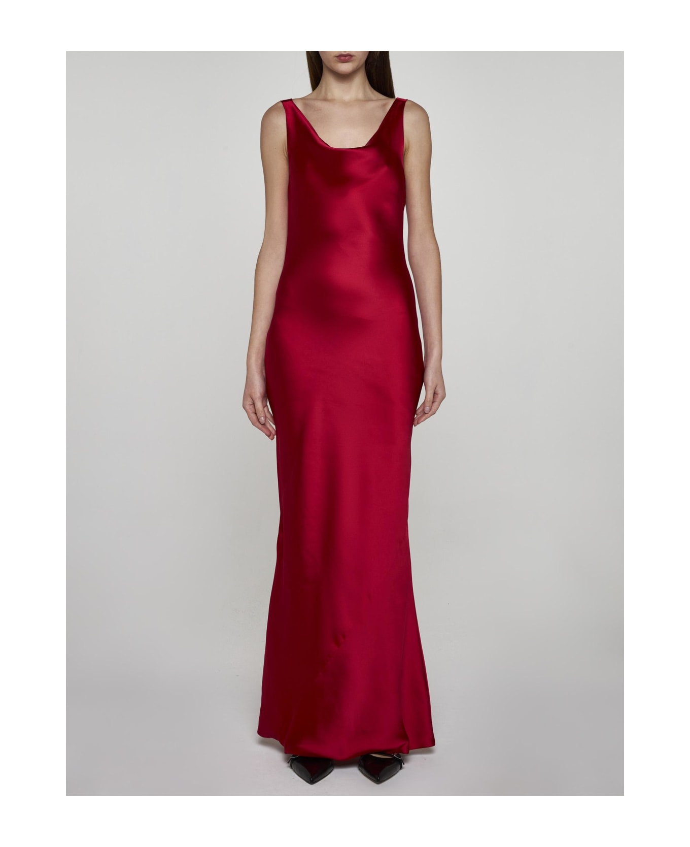 Norma Kamali Maria Satin Gown - TIGER RED