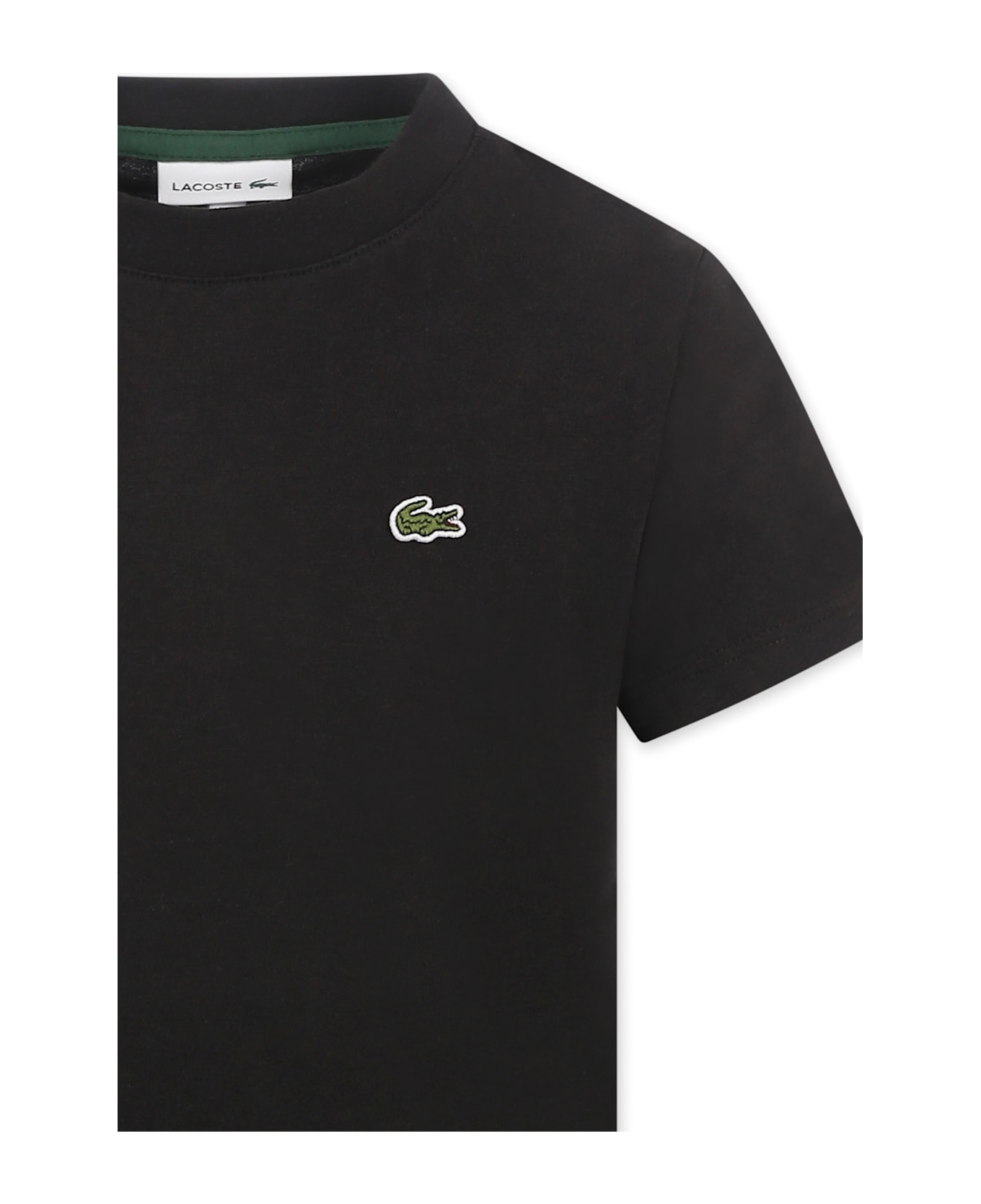 Lacoste Black T-shirt For Boy With Crocodile - Black