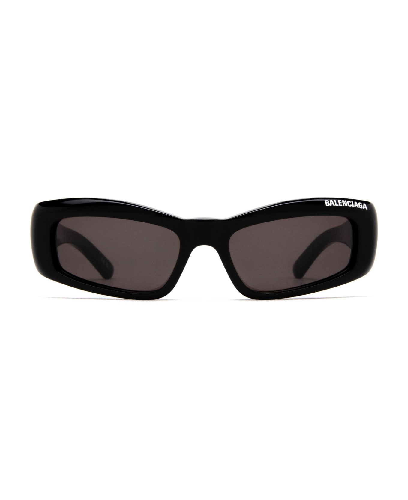 Balenciaga Eyewear Logo Detail Rectangular Lens Sunglasses - 001 BLACK BLACK GREY サングラス