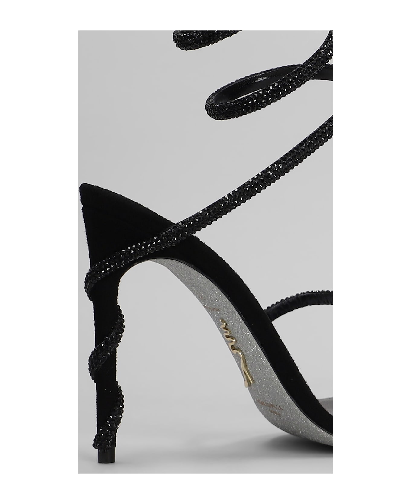 René Caovilla Margot Sandals In Black Leather - black
