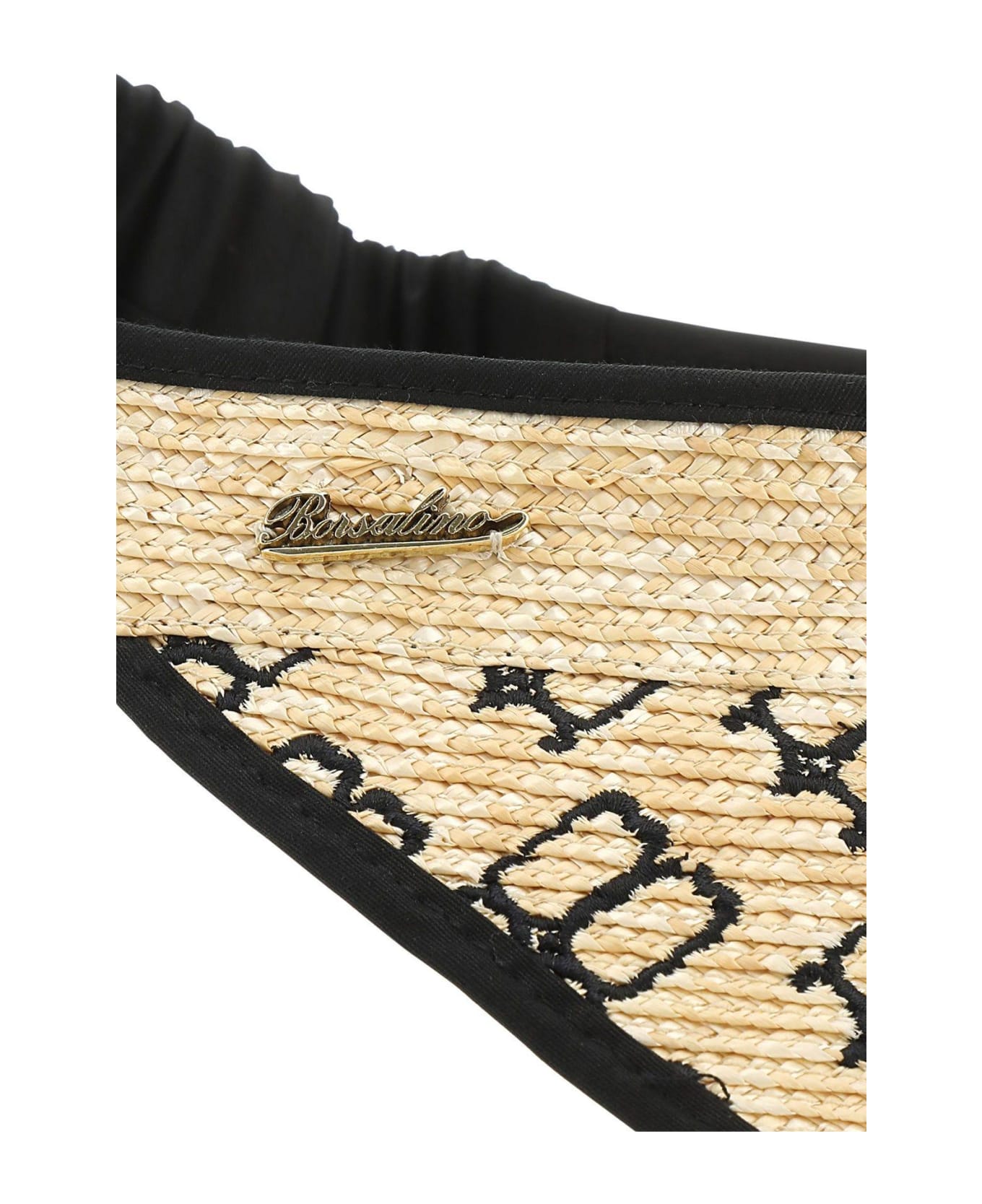 Borsalino Embroidered Straw Visor - Beige