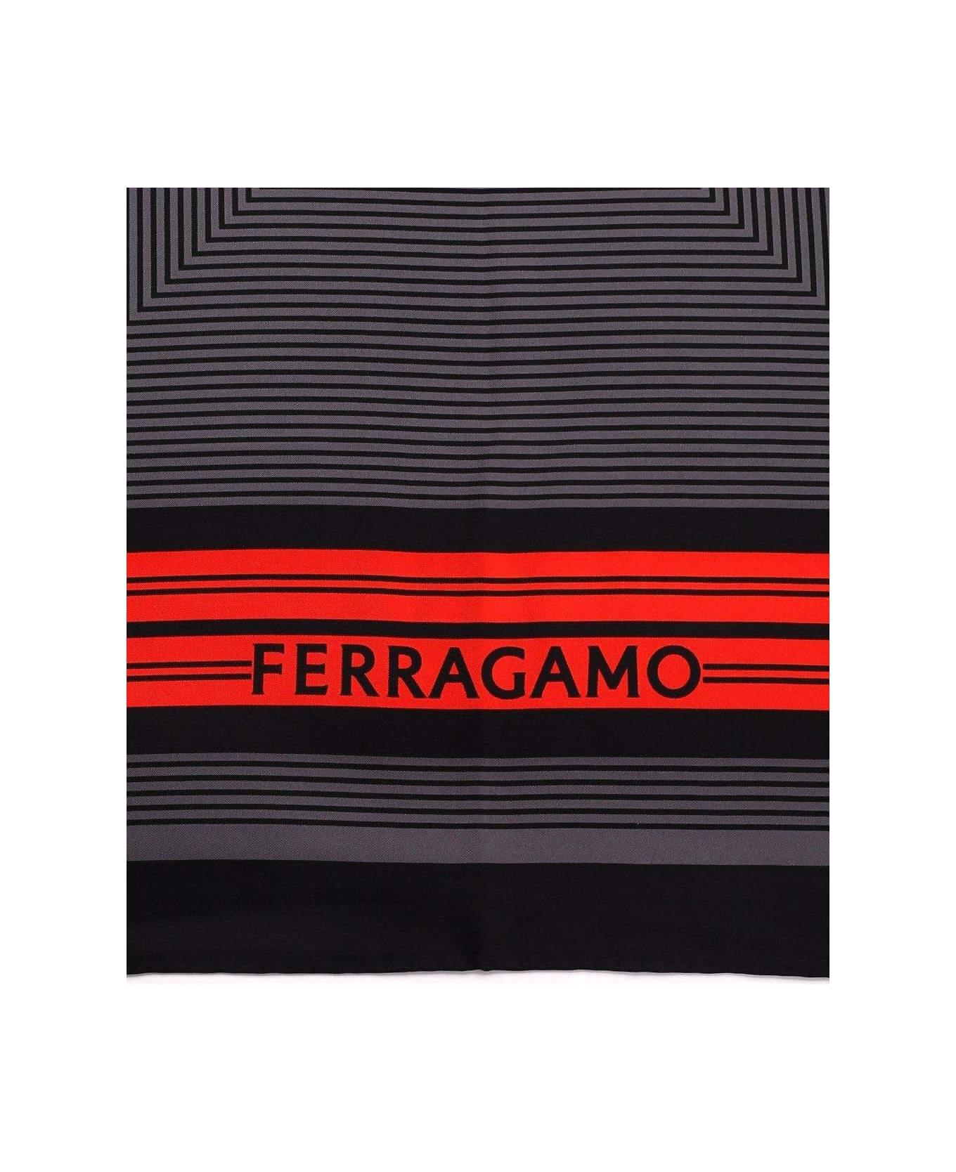 Ferragamo Stripe Printed Scarf - Black