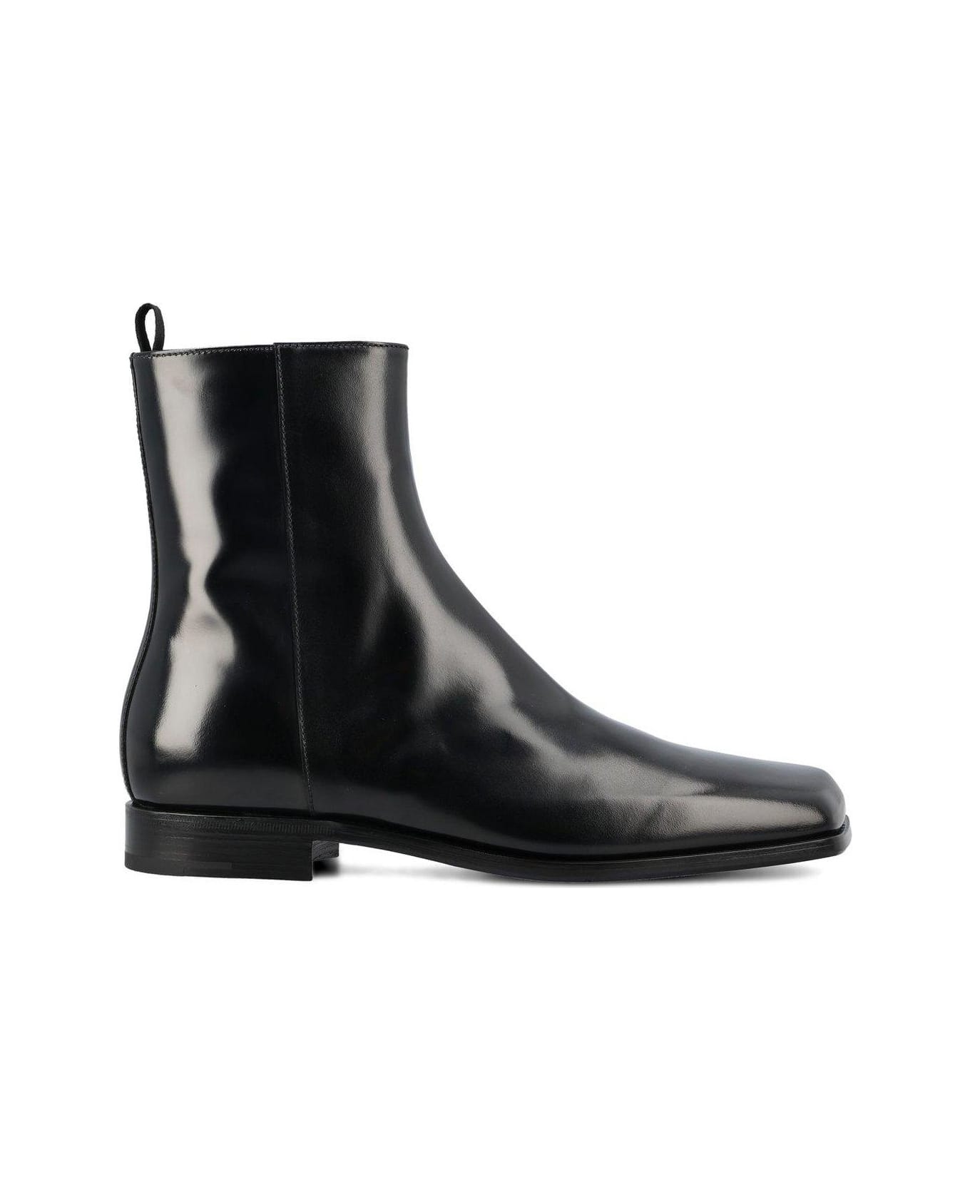 Prada Square-toe Zipped Boots - Nero